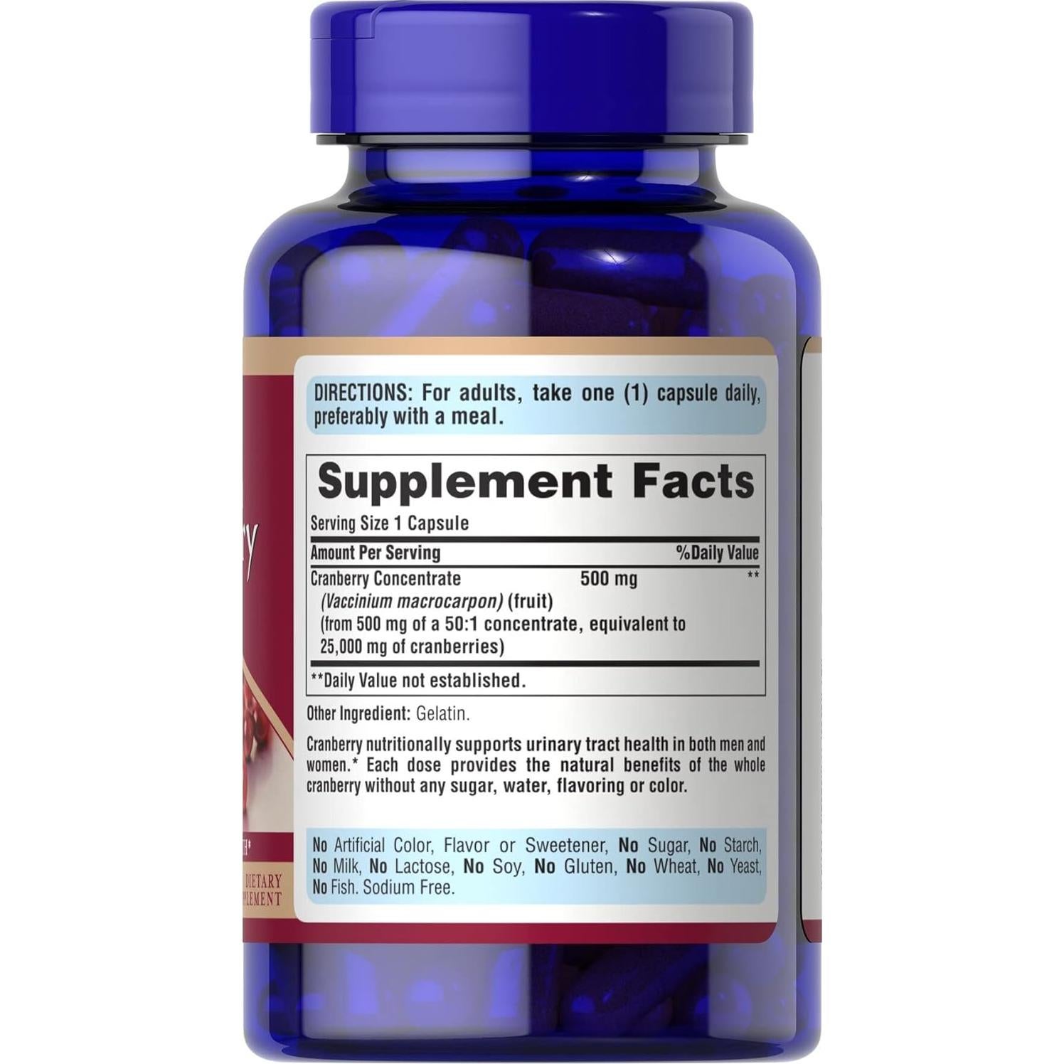 Cápsulas de Arándano Puritan's Pride - 120 Unidades Salud Urinaria