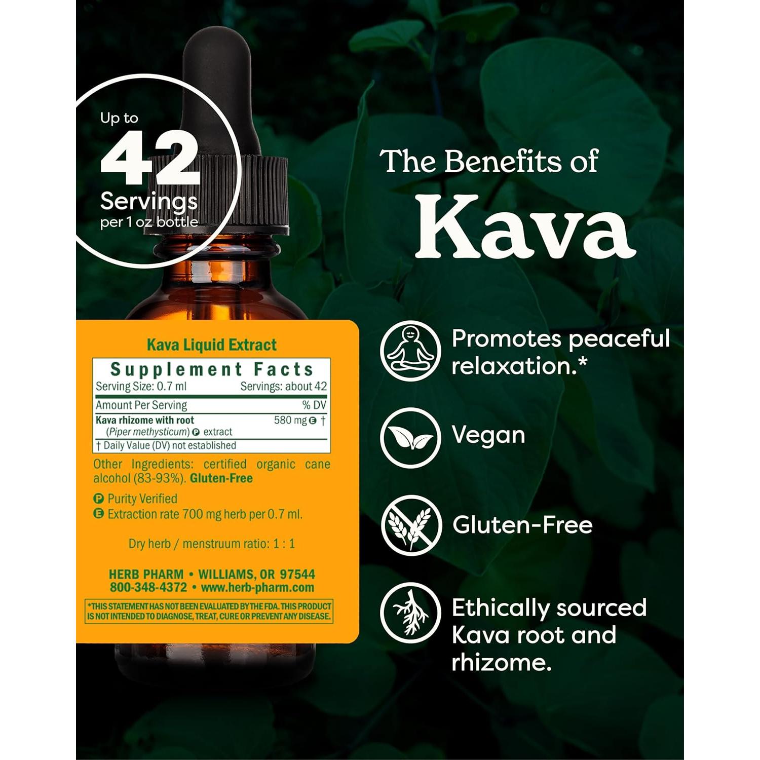 Extracto Líquido de Raíz de Kava Herb Pharm 30 ml Vegano