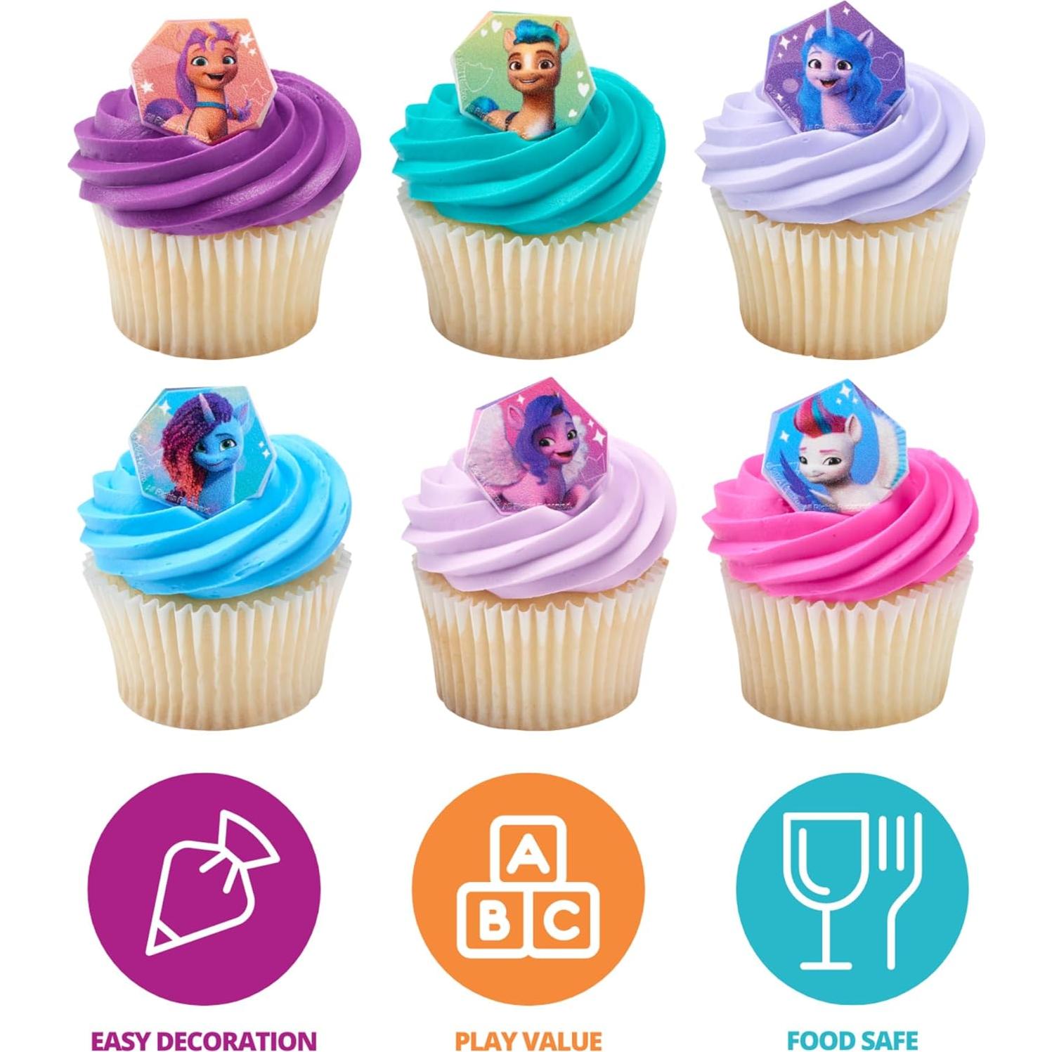 DecoPac Anillos de My Little Pony - 24 Decoraciones para Cupcakes