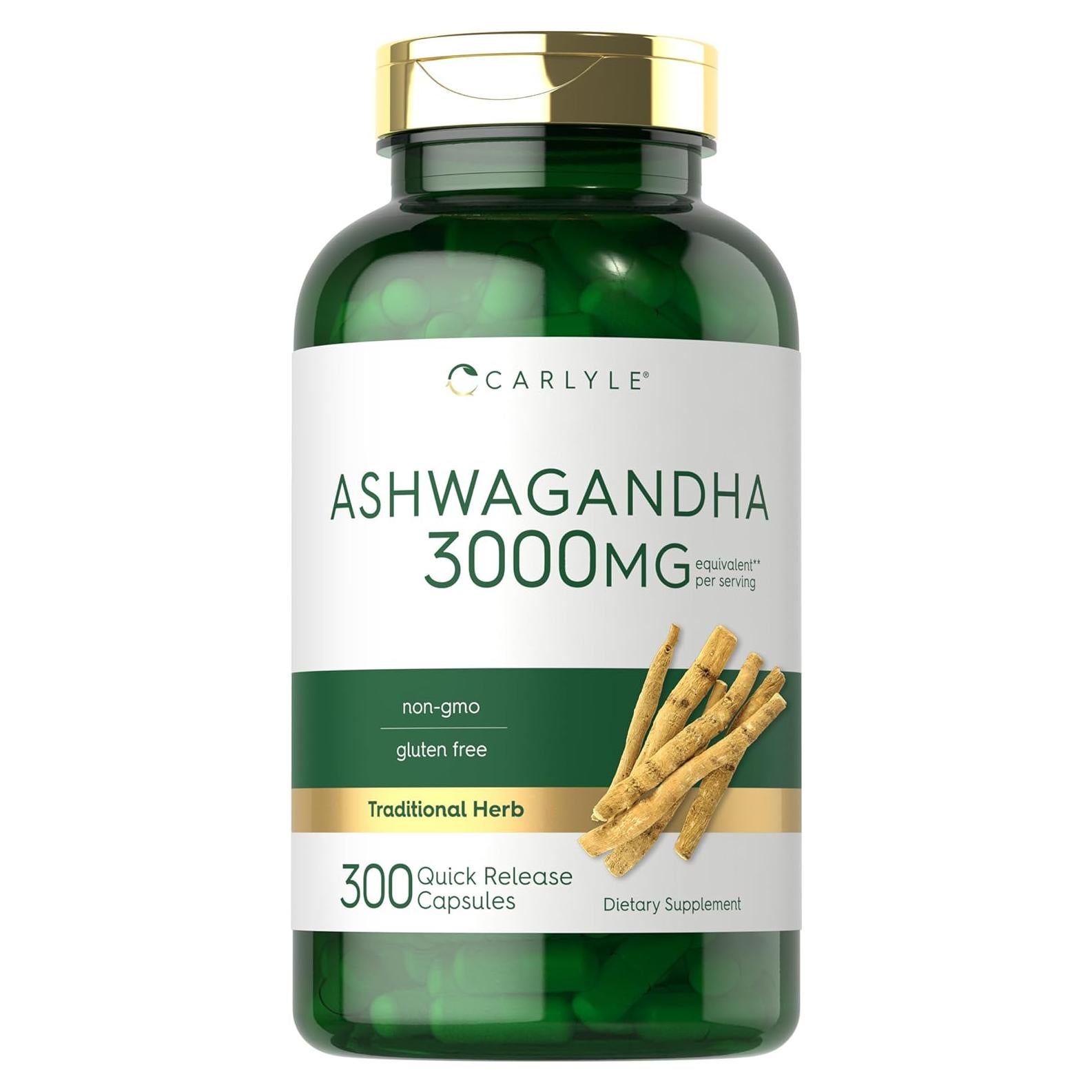 Suplemento de Ashwagandha Carlyle 3000mg - 300 Cápsulas Sin OGM