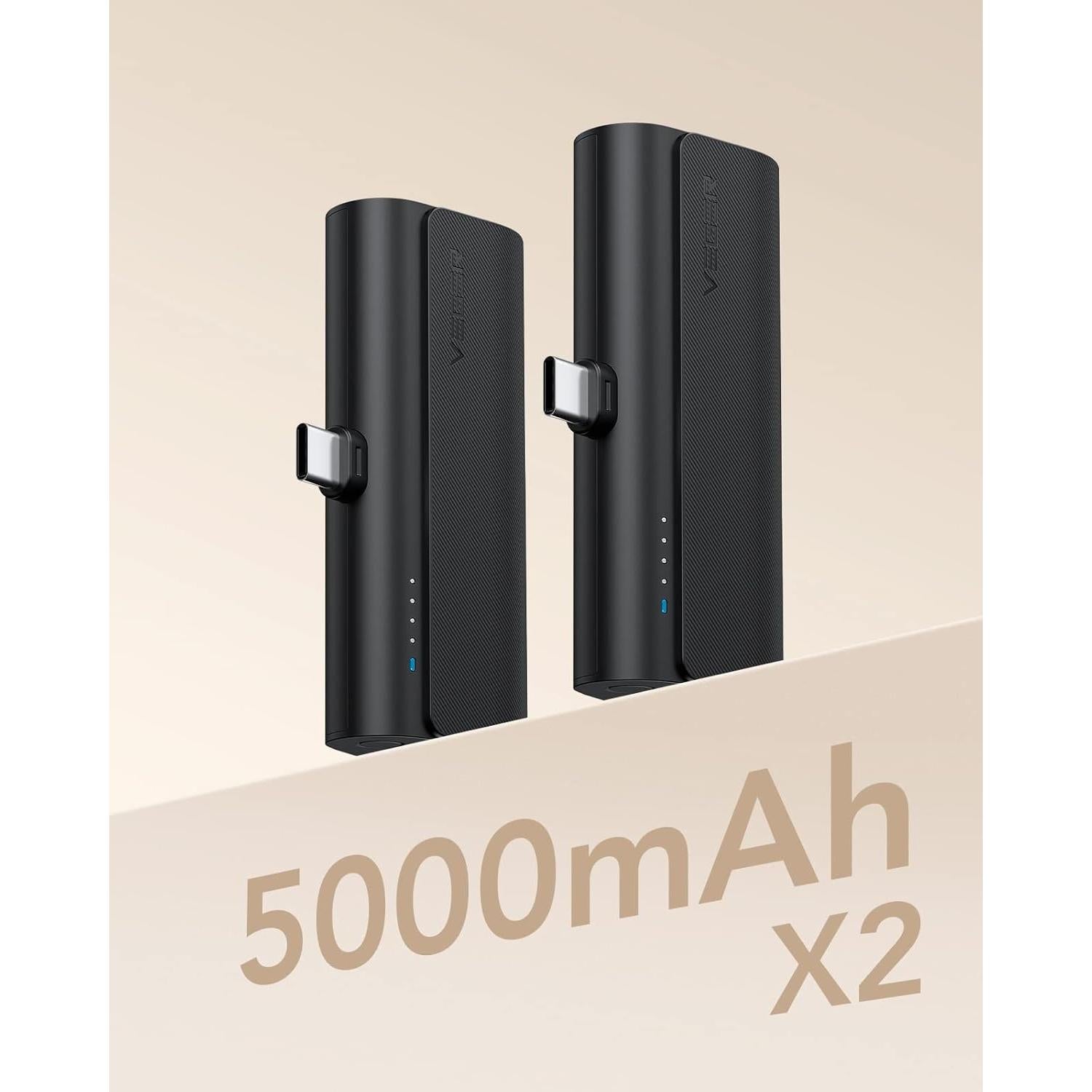 Cargadores Portátiles USB C VEGER 5000mAh 2 Paquetes Carga Rápida