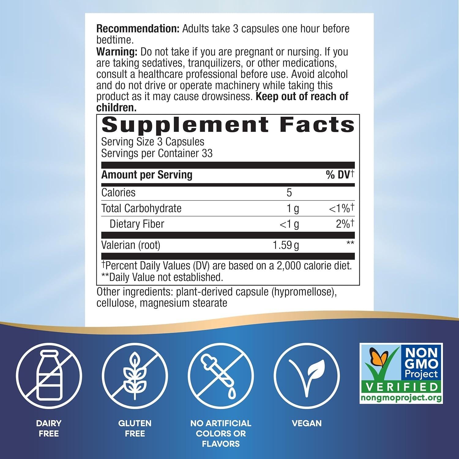 Raíz de Valeriana Nature's Way - 100 Cápsulas Veganas