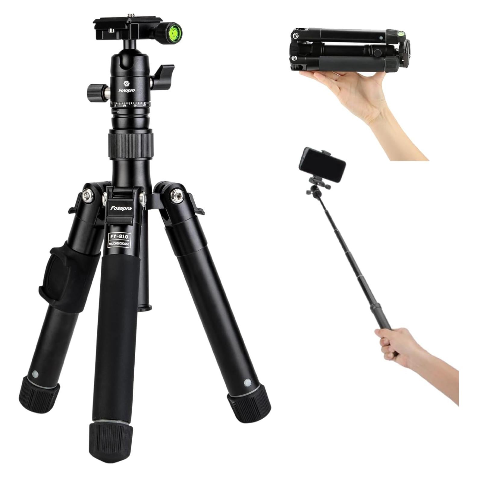 Mini Trípode Fotopro FY-810 con Cabeza Esférica 3 KG Negro