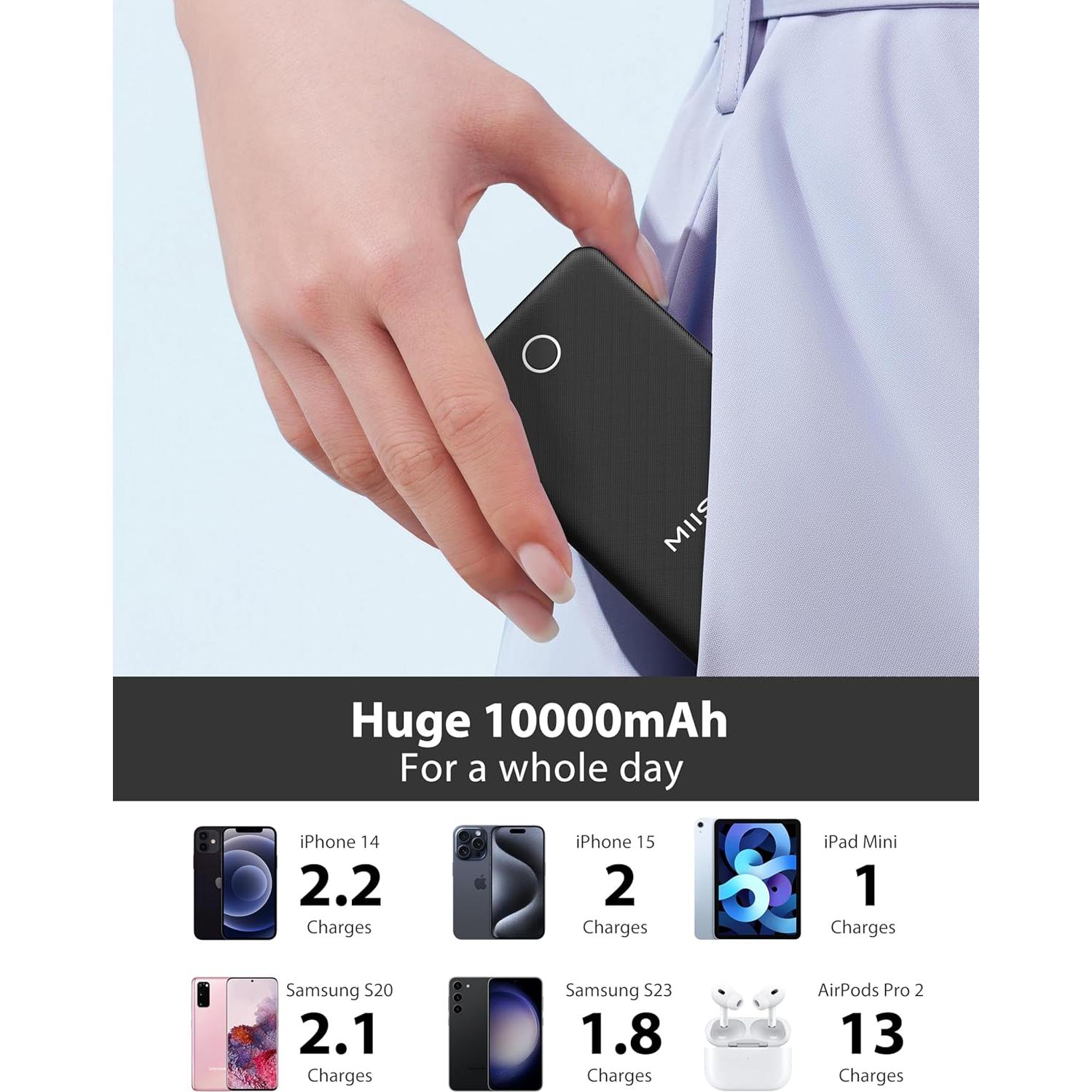 Cargador Portátil Miisso 10000mAh Slim 4 Salidas USB Tipo C