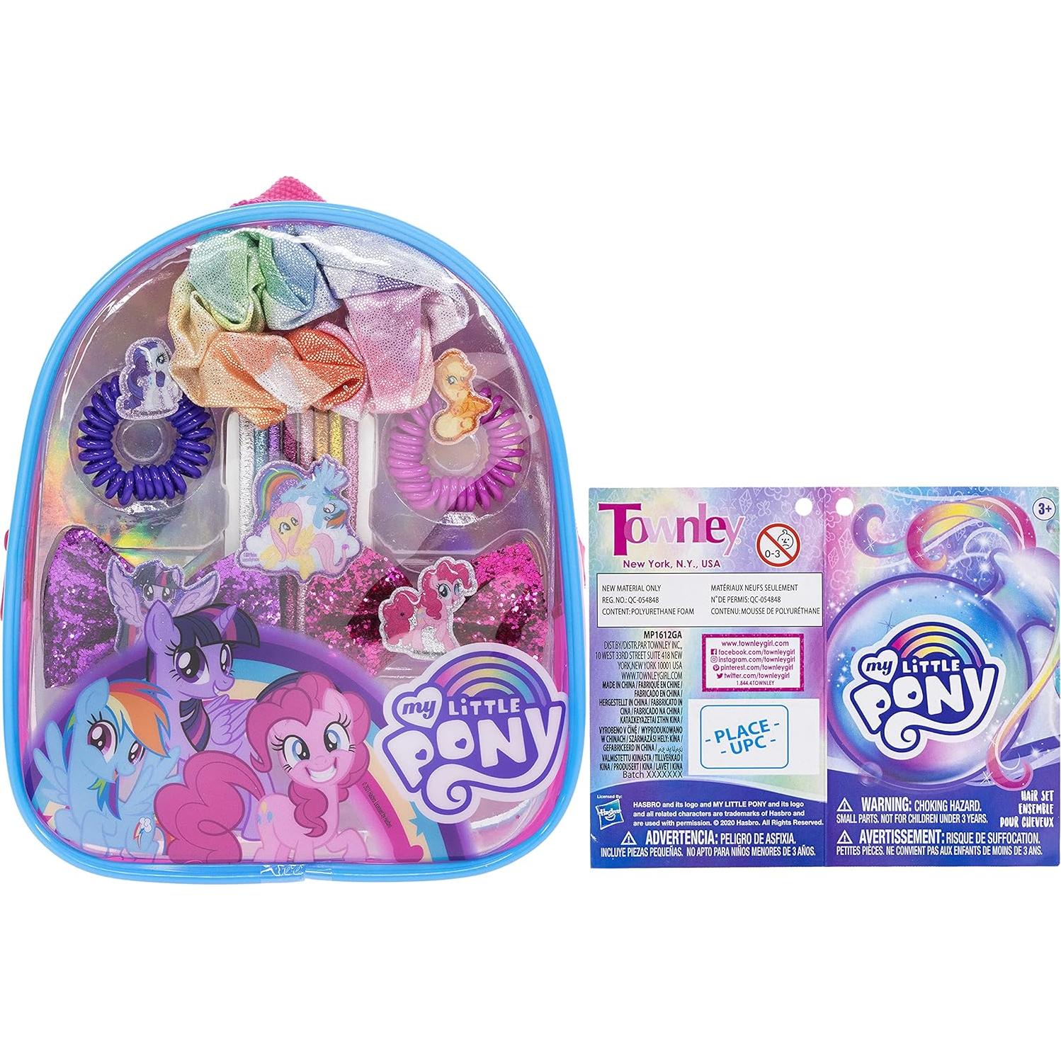 My Little Pony - Townley Girl Backpack Cosmetic Makeup Gift Bag Set includes Hair Accessories and Clear PVC Back-pack for Kids Girls, Ages 3+ perfect for Parties, Sleepovers and Makeovers
