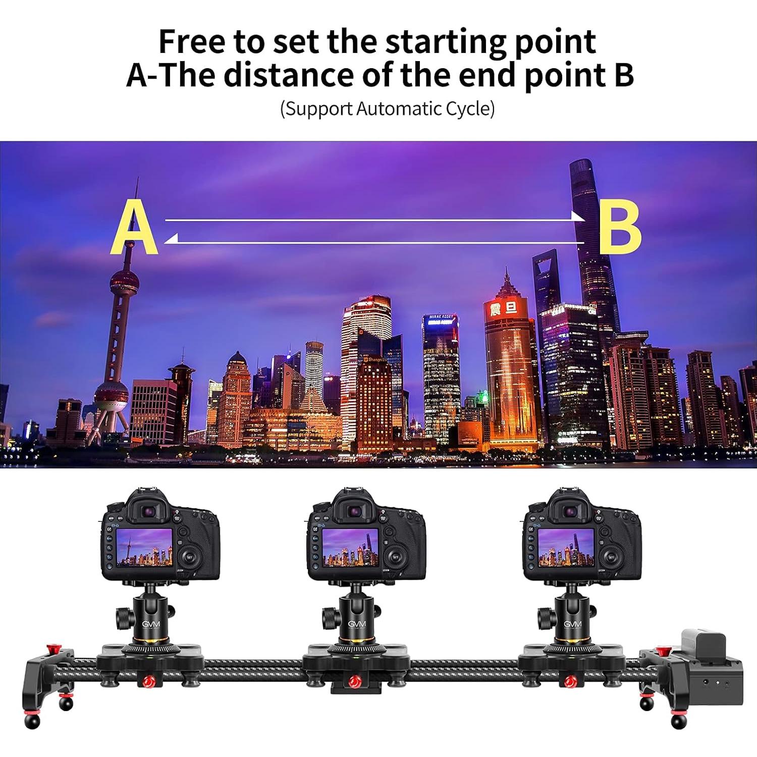 Deslizador de Cámara Motorizado GVM 80cm Fibra de Carbono Inalámbrico