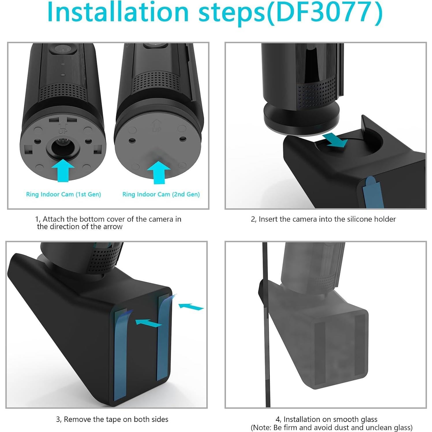 Soporte Adhesivo para Cámara Interior KOROAO 20° Negro