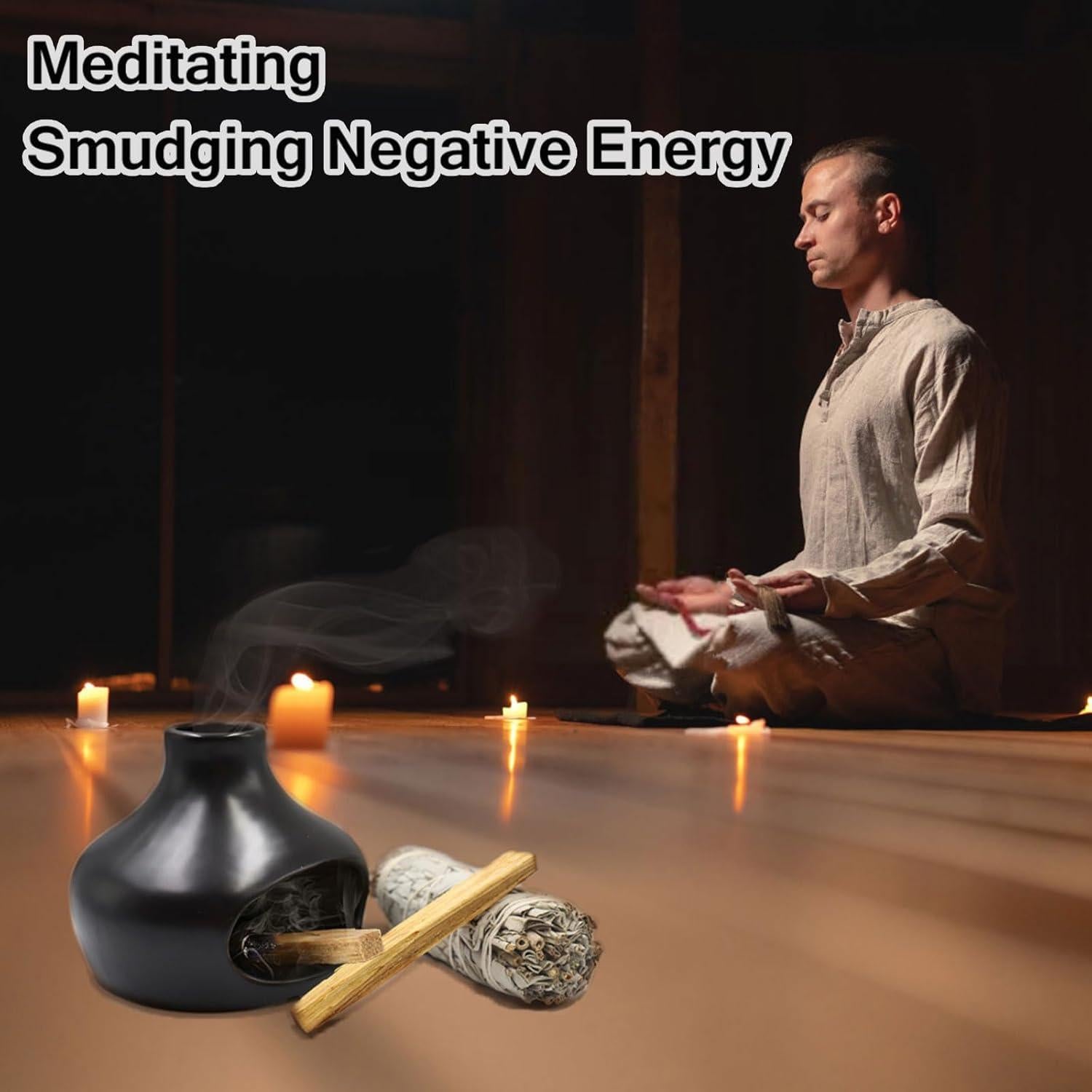 Quemador de Incienso Cerámica HYPOSFEE Negro Hecho a Mano