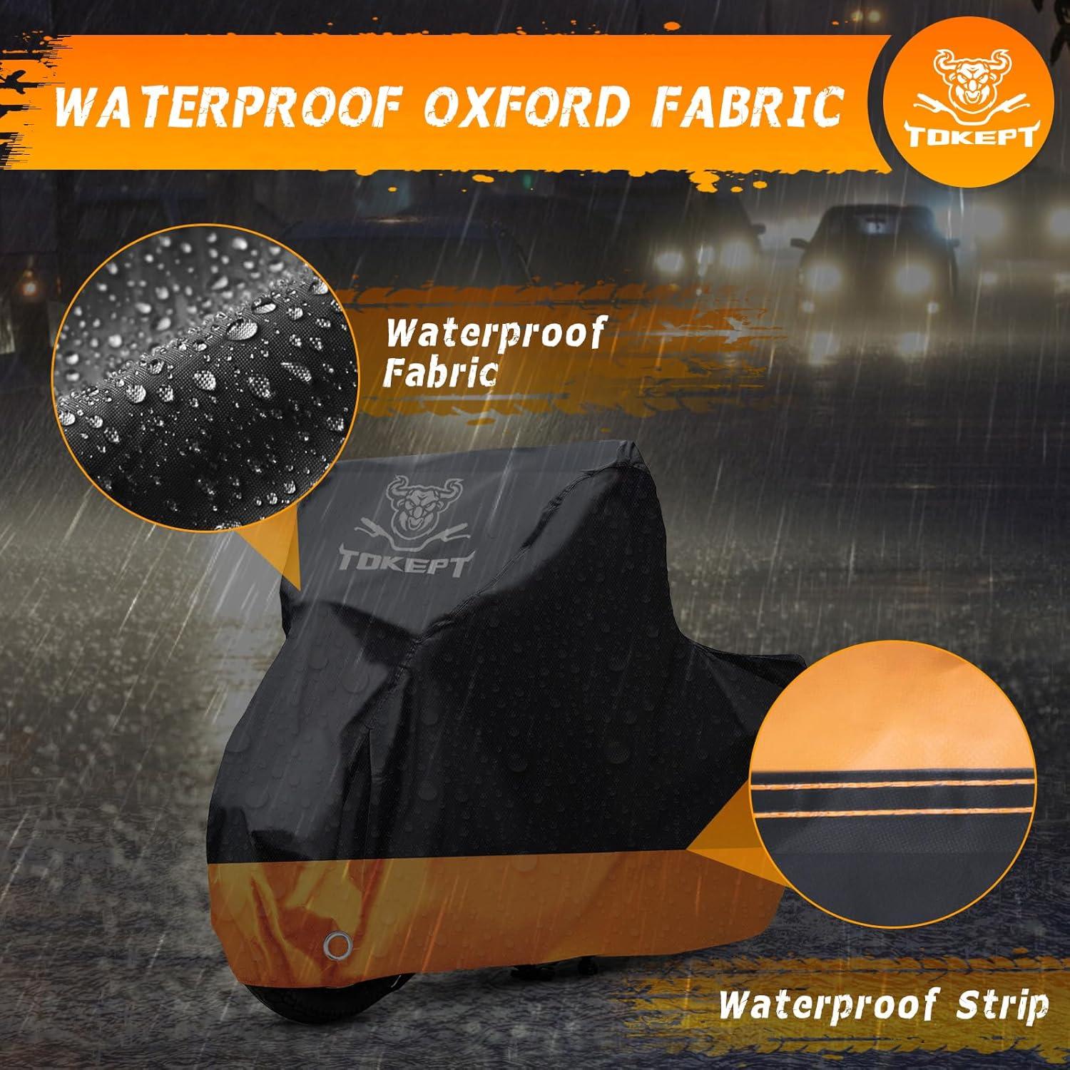 Funda para Motocicleta Tokept XXL Impermeable 264 cm Negro/Naranja
