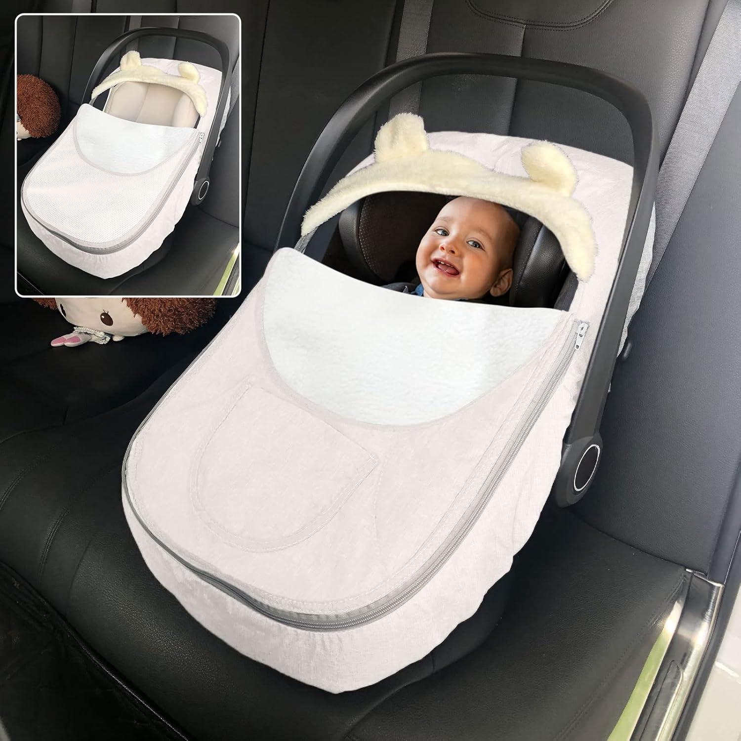 Cubierta Universal para Asiento de Auto Bebé - 2 en 1 Beige