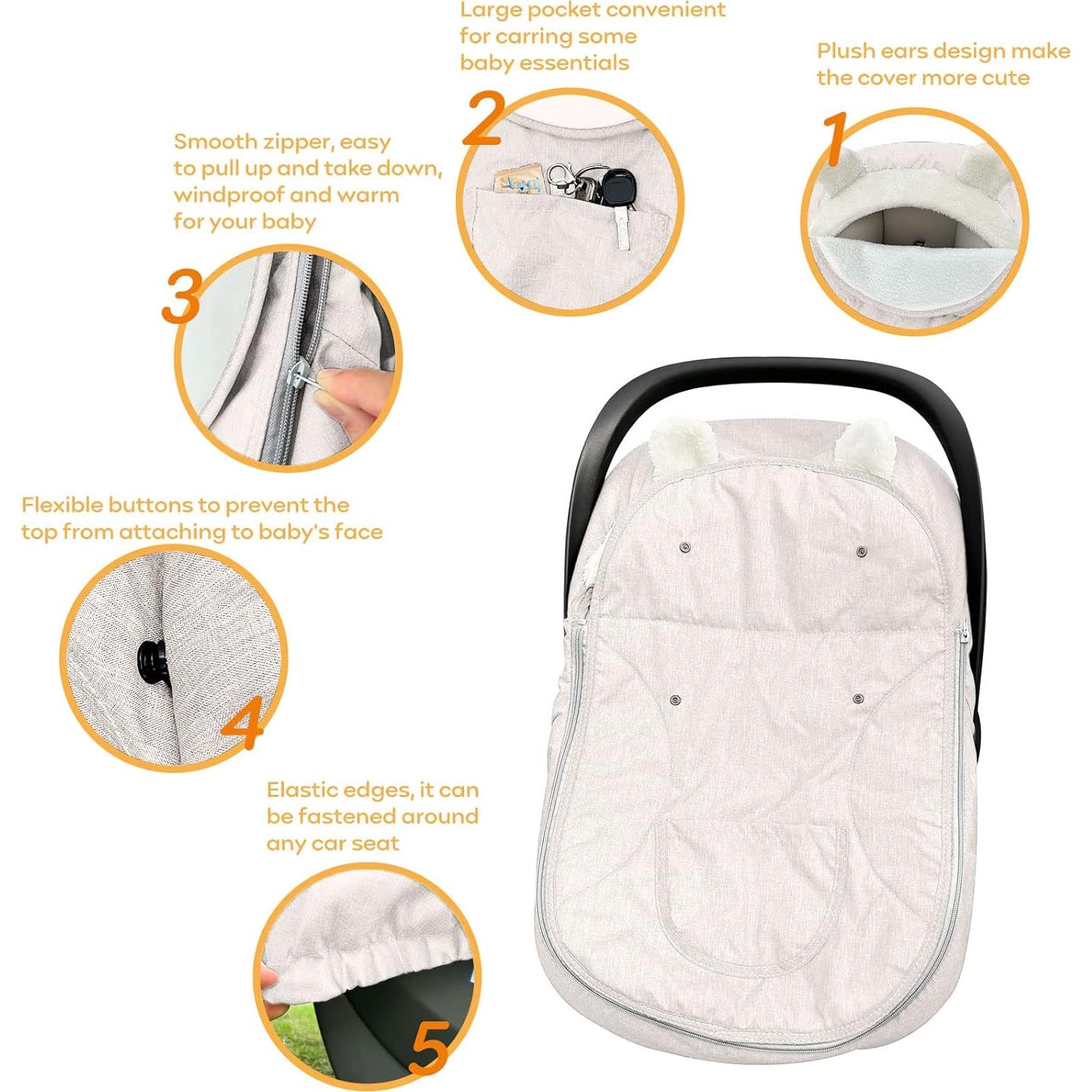 Cubierta Universal para Asiento de Auto Bebé - 2 en 1 Beige