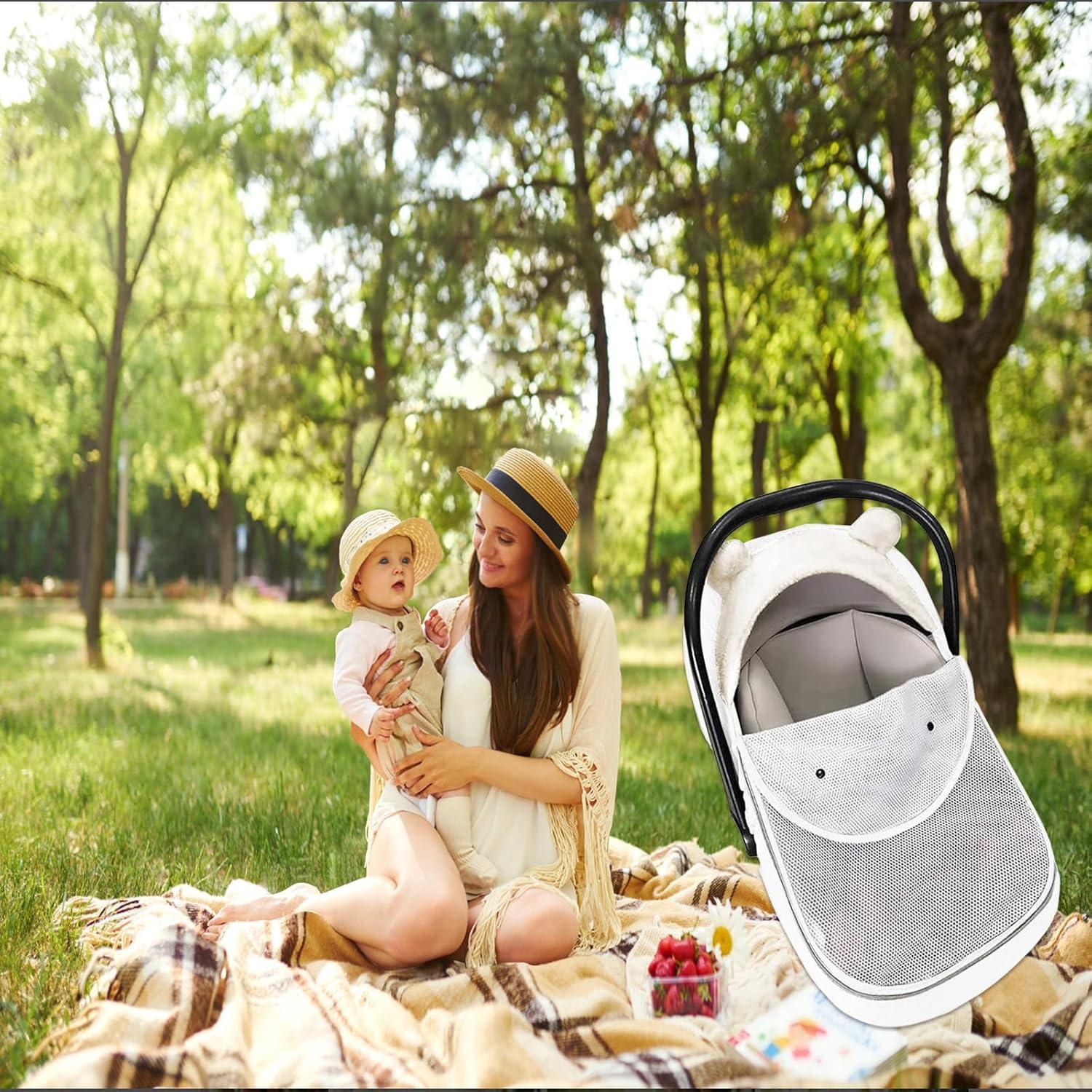 Cubierta Universal para Asiento de Auto Bebé - 2 en 1 Beige