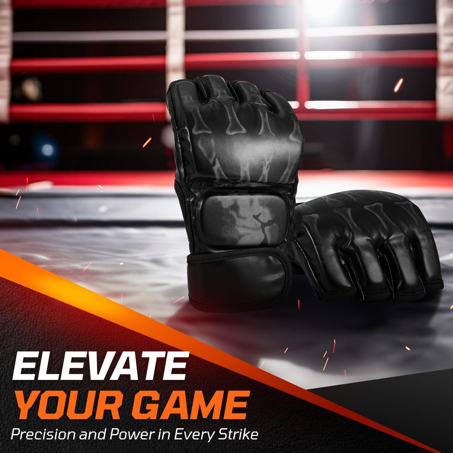 Guantes de MMA Flexzion Sin Dedos para Sparring - Negro