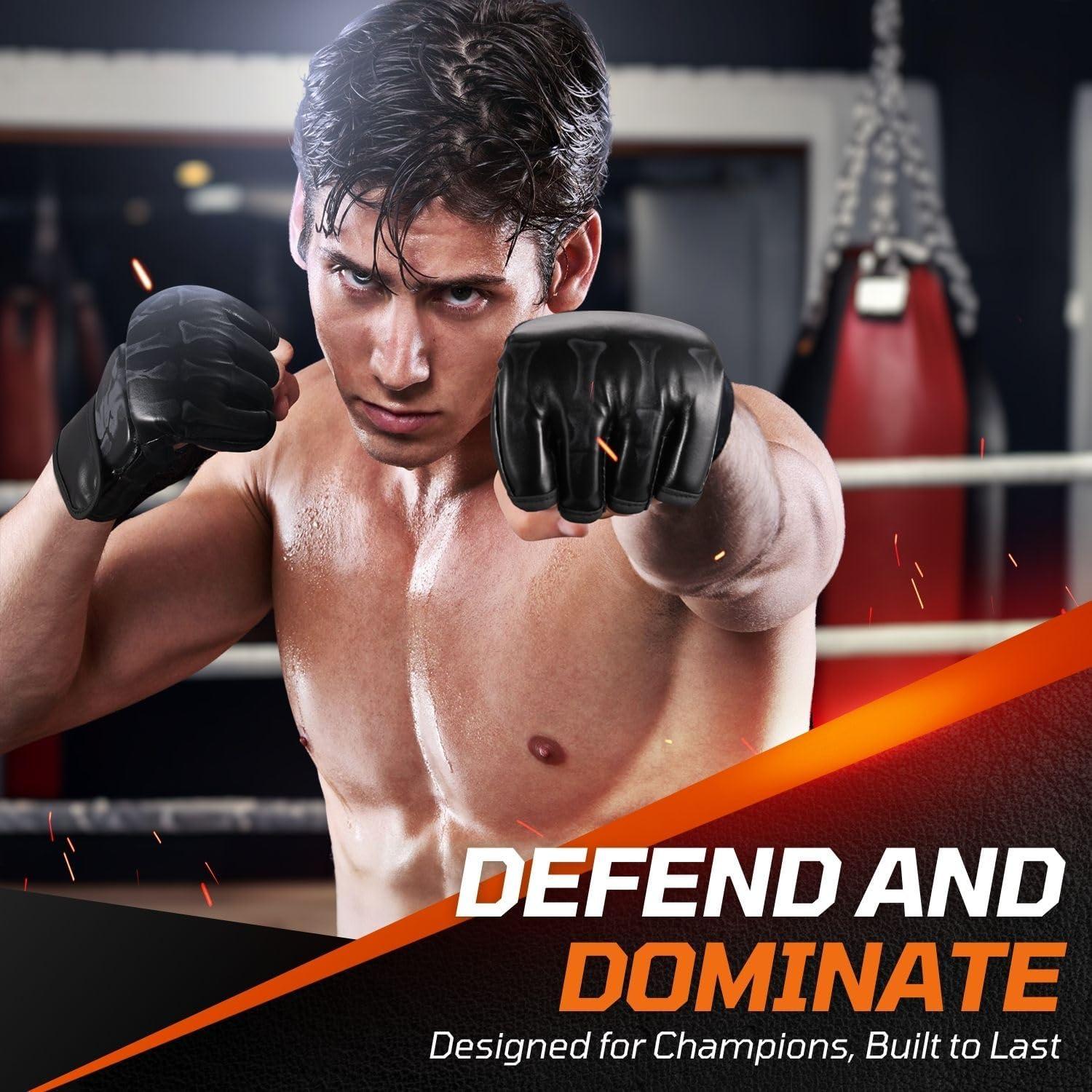 Guantes de MMA Flexzion Sin Dedos para Sparring - Negro