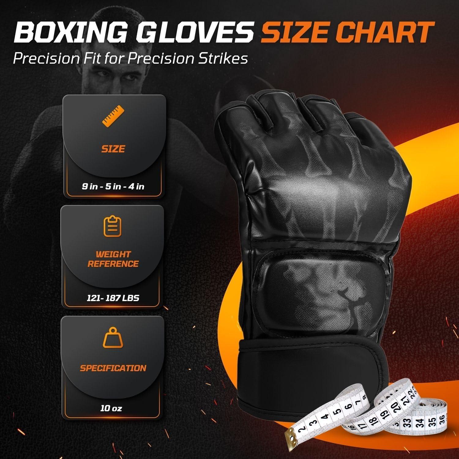 Guantes de MMA Flexzion Sin Dedos para Sparring - Negro