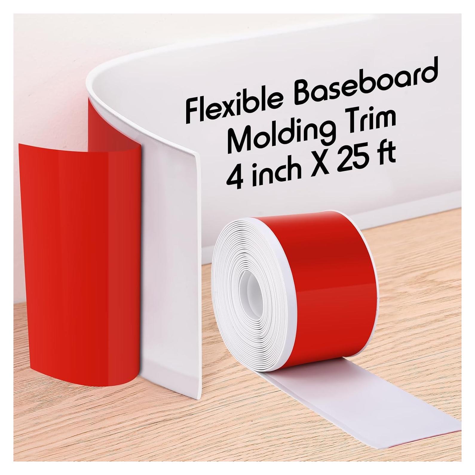 Moldura de Base de Pared Flexible Frienda 10.16 cm x 7.62 m Vinilo Blanco