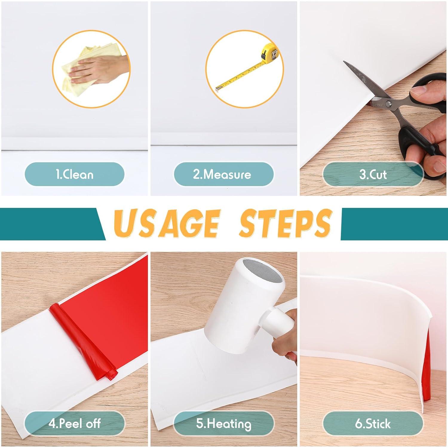 Moldura de Base de Pared Flexible Frienda 10.16 cm x 7.62 m Vinilo Blanco