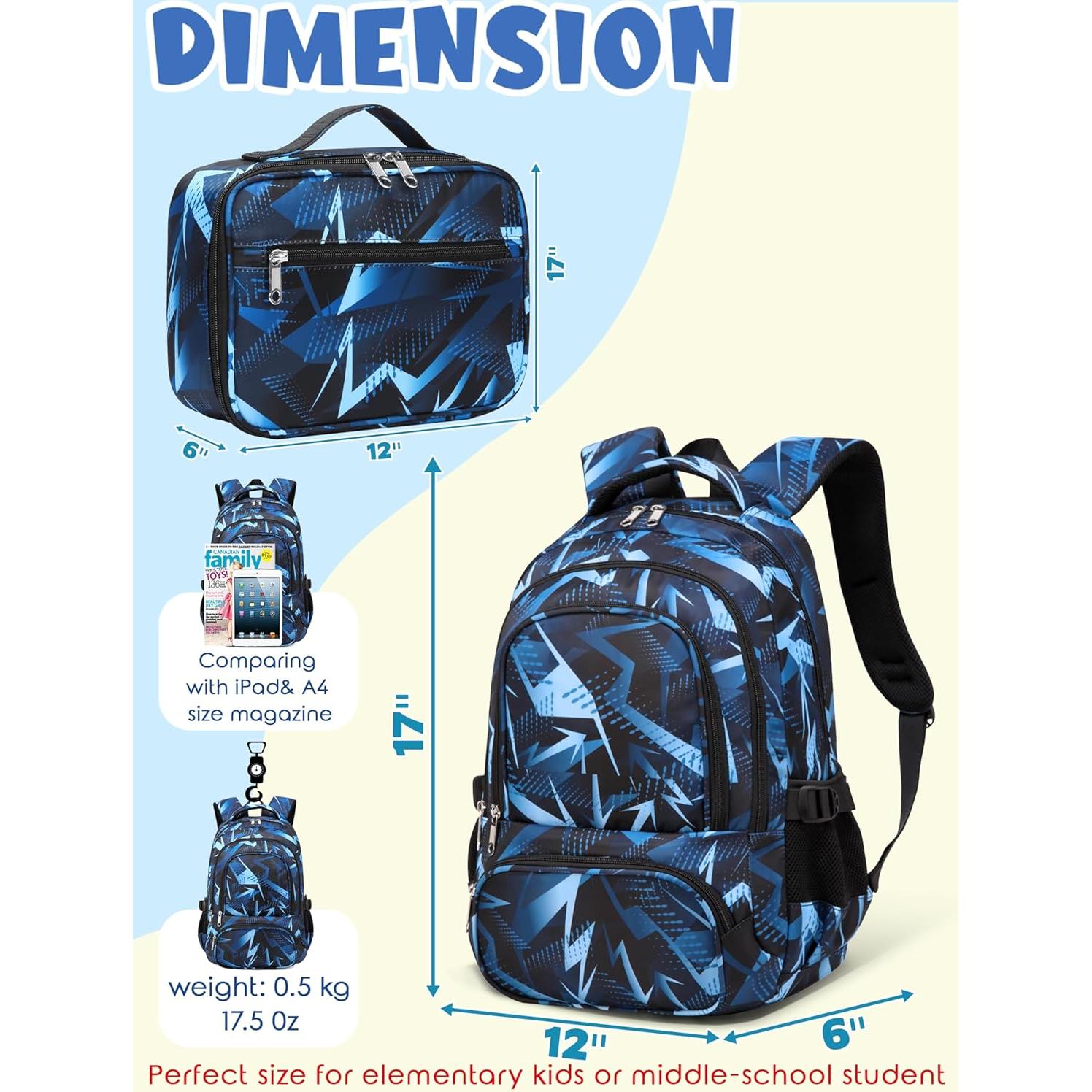 Mochila Escolar Bluefairy Azul Egeo con Caja de Almuerzo 43x30.5cm