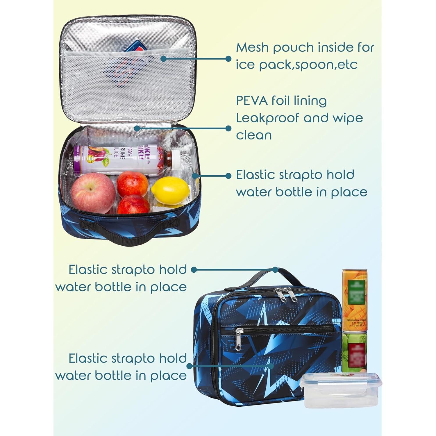 Mochila Escolar Bluefairy Azul Egeo con Caja de Almuerzo 43x30.5cm