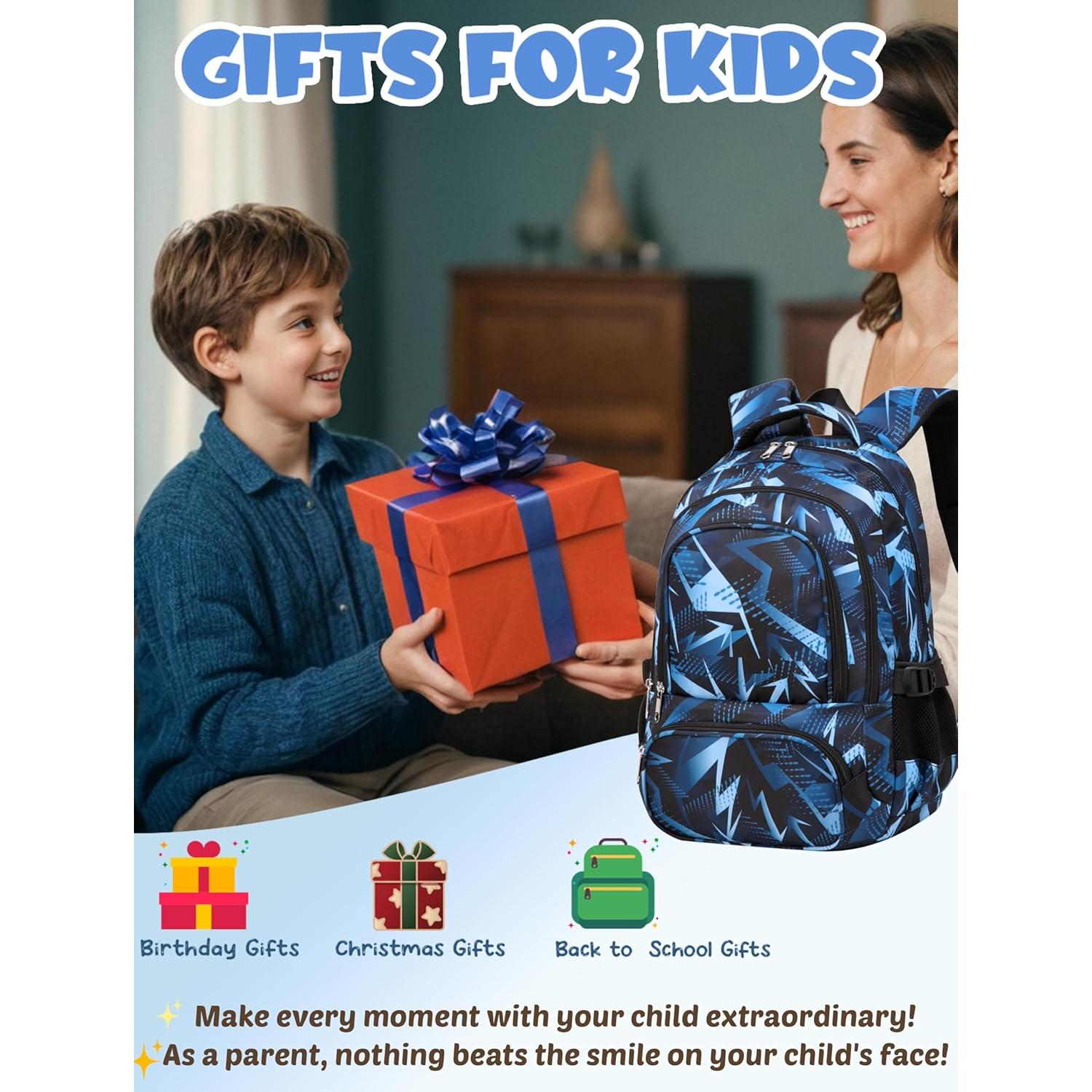 Mochila Escolar Bluefairy Azul Egeo con Caja de Almuerzo 43x30.5cm