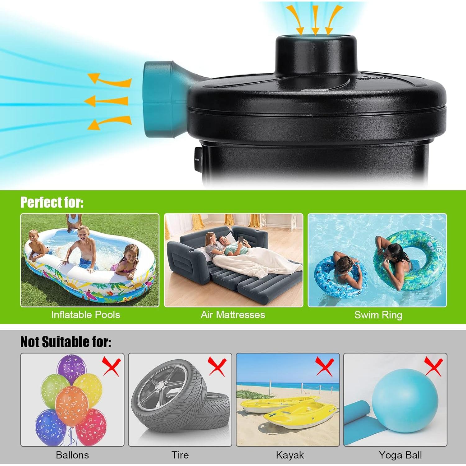 Bomba de Aire Eléctrica CAMULAND 130W con 3 Boquillas