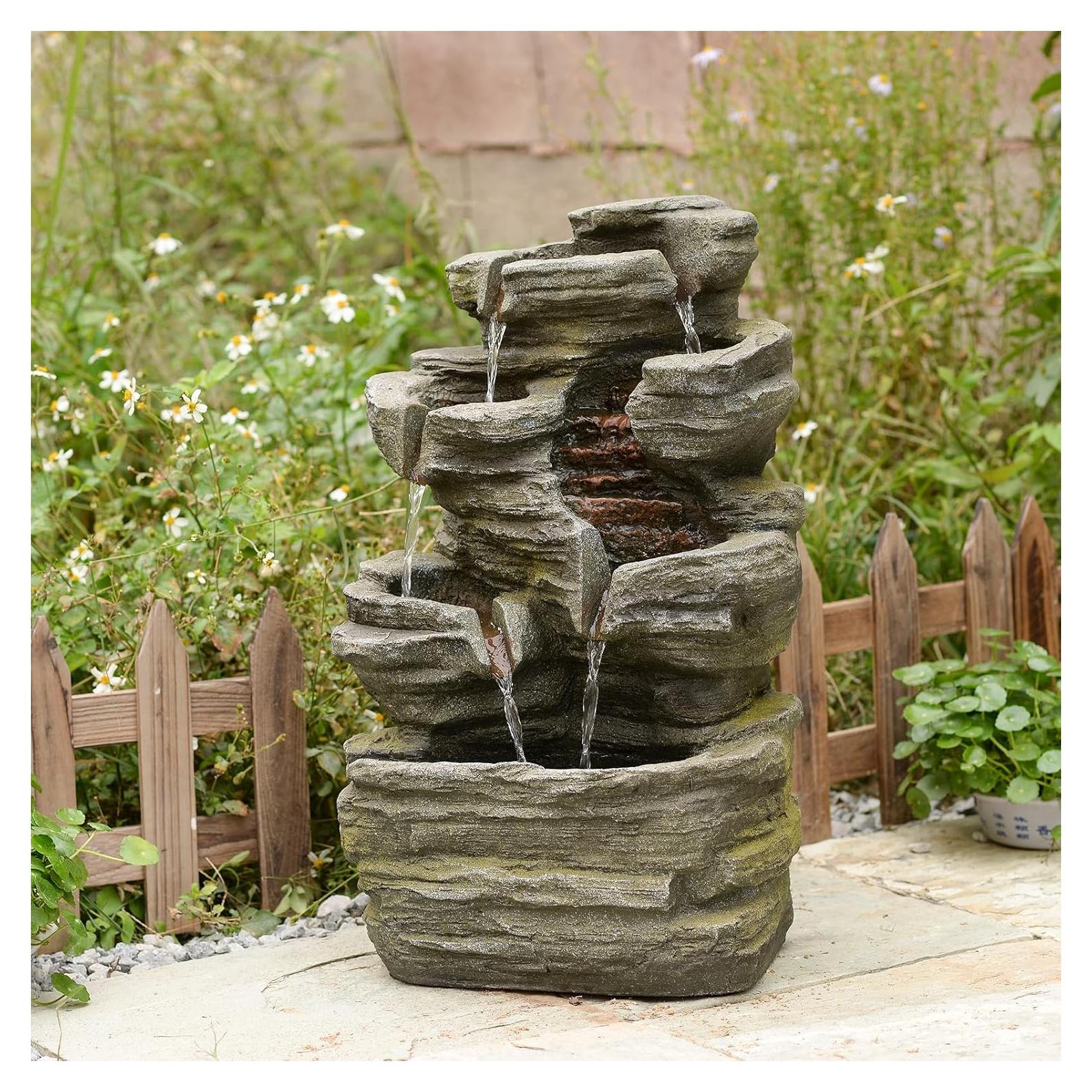 Fuente de Agua en Cascada 6 Niveles Bumilgar 61.7 cm con Luces