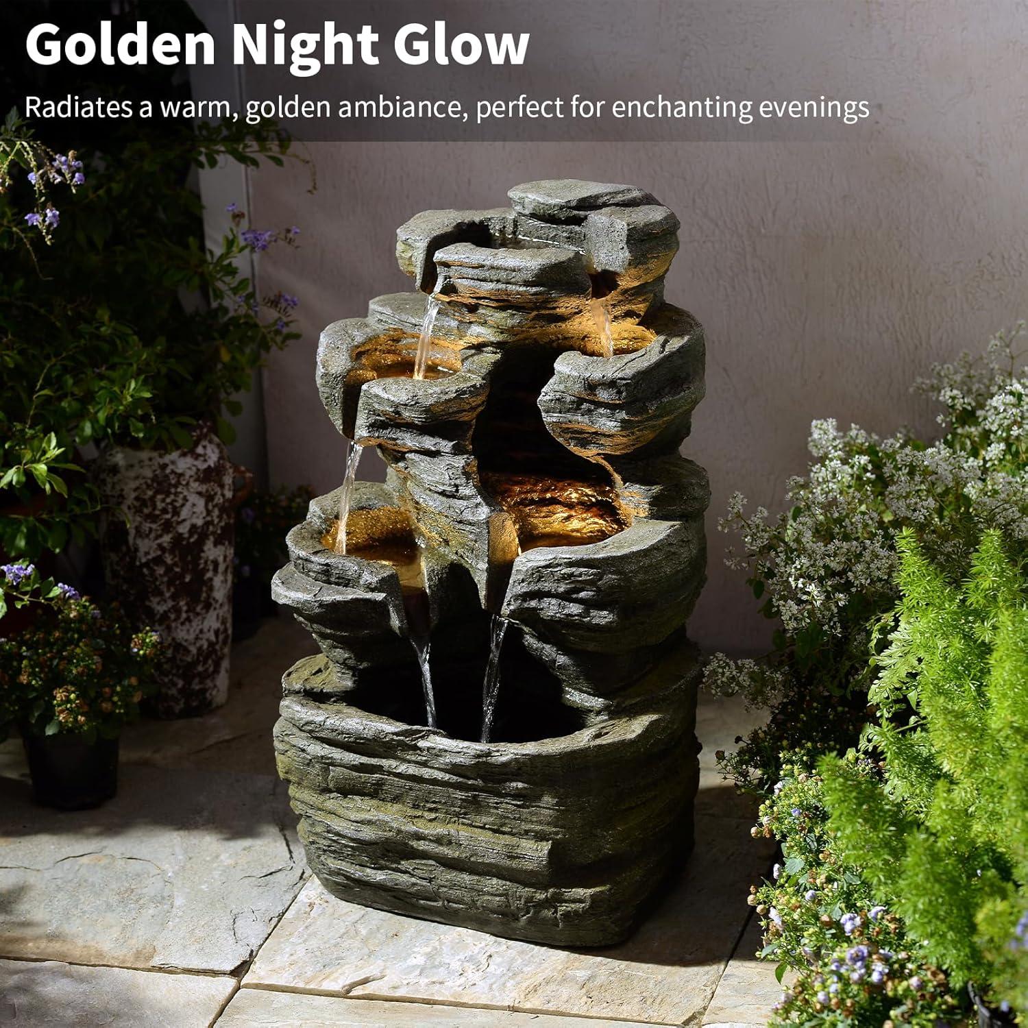 Fuente de Agua en Cascada 6 Niveles Bumilgar 61.7 cm con Luces