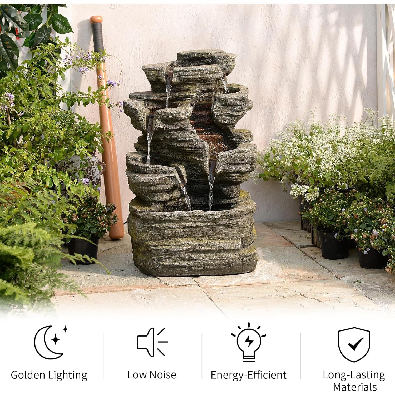 Fuente de Agua en Cascada 6 Niveles Bumilgar 61.7 cm con Luces