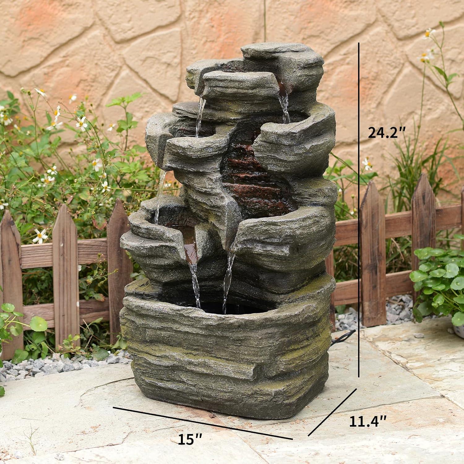 Fuente de Agua en Cascada 6 Niveles Bumilgar 61.7 cm con Luces