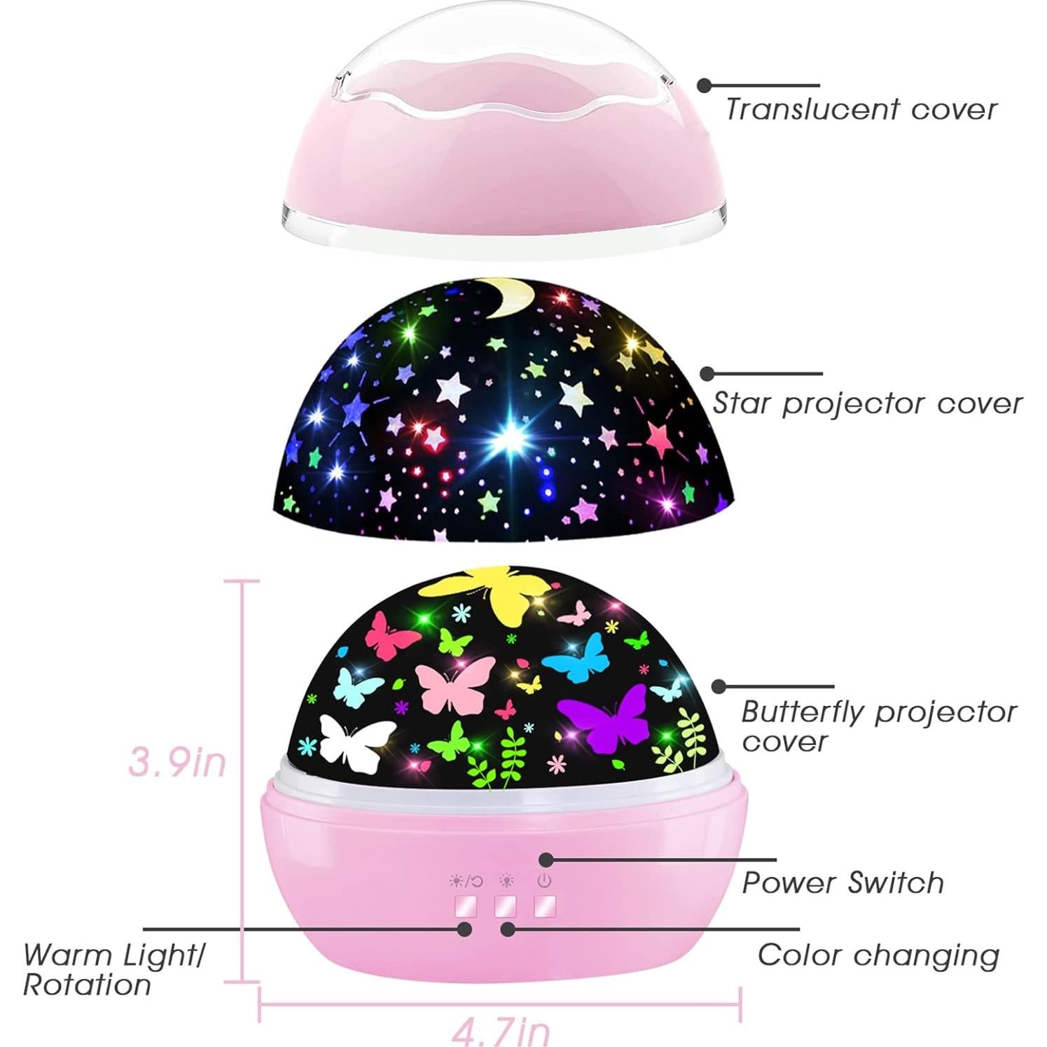 Proyector de Estrellas Mariposa JKGIFTS Luz Nocturna Rosa