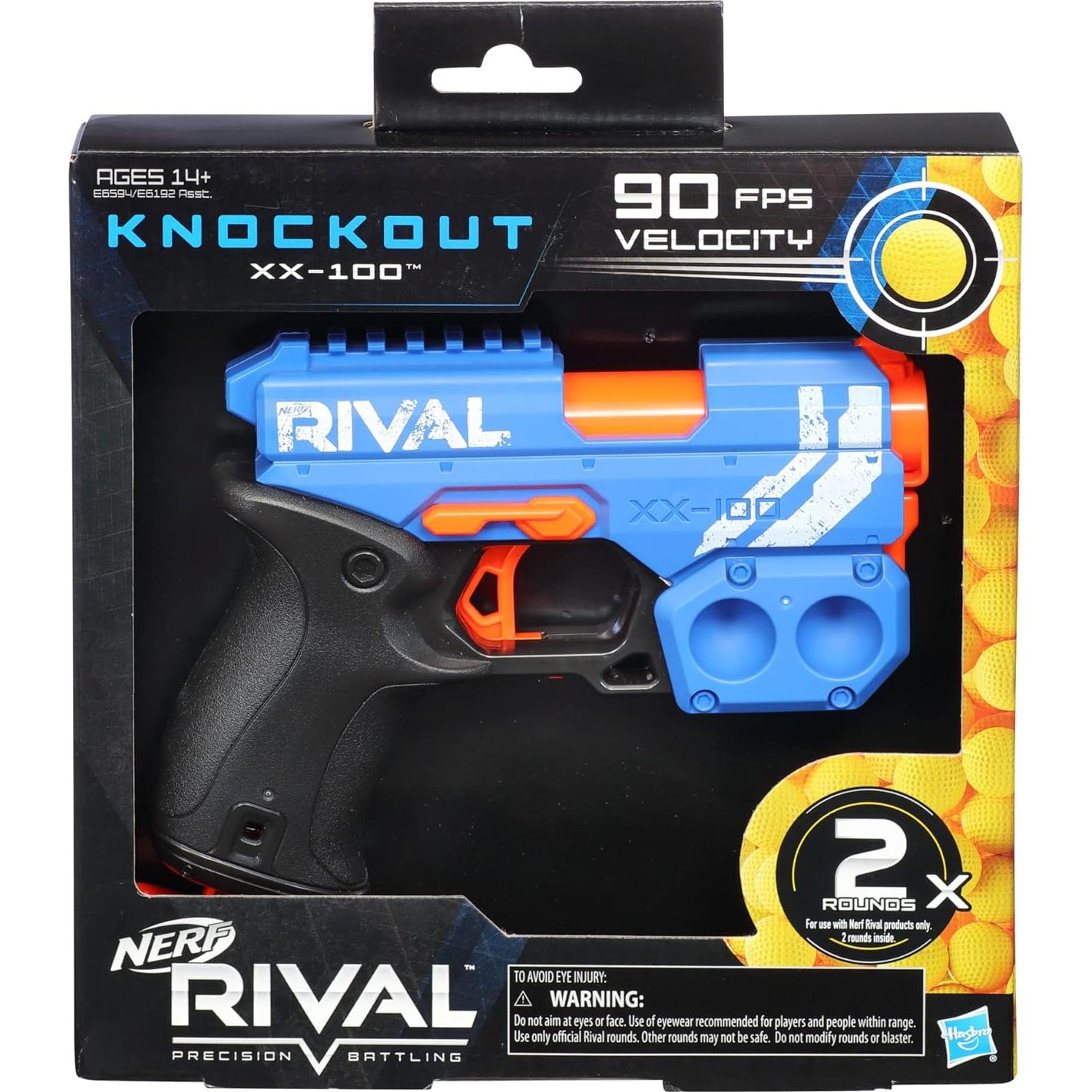 Blaster Nerf Rival Knockout XX-100 Azul - 27 m/s, Carga por Brecha