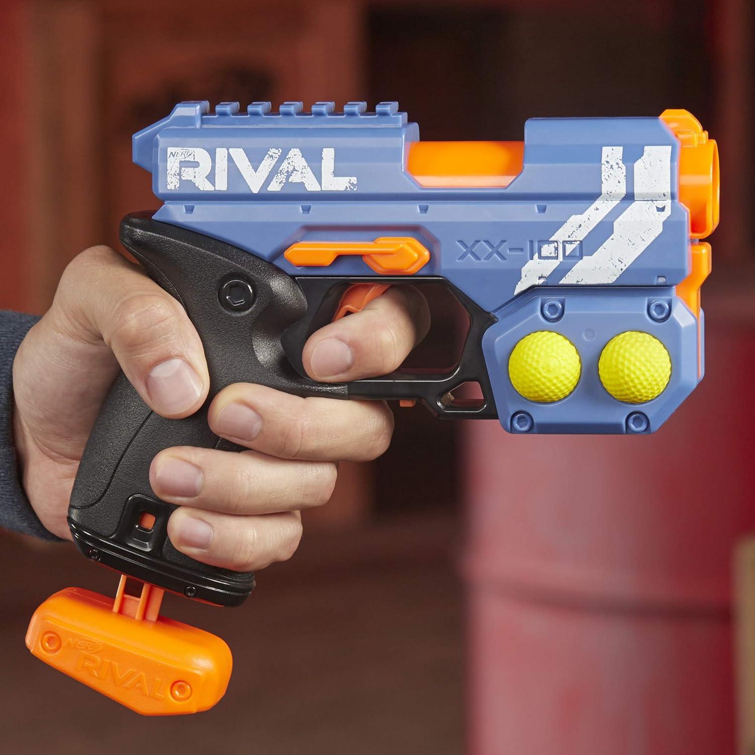 Blaster Nerf Rival Knockout XX-100 Azul - 27 m/s, Carga por Brecha