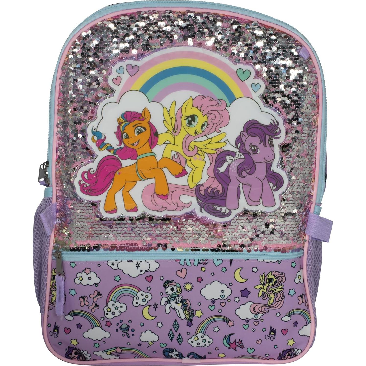 Mochila Escolar MLP 5 Piezas 40.6 cm Morado y Rosa