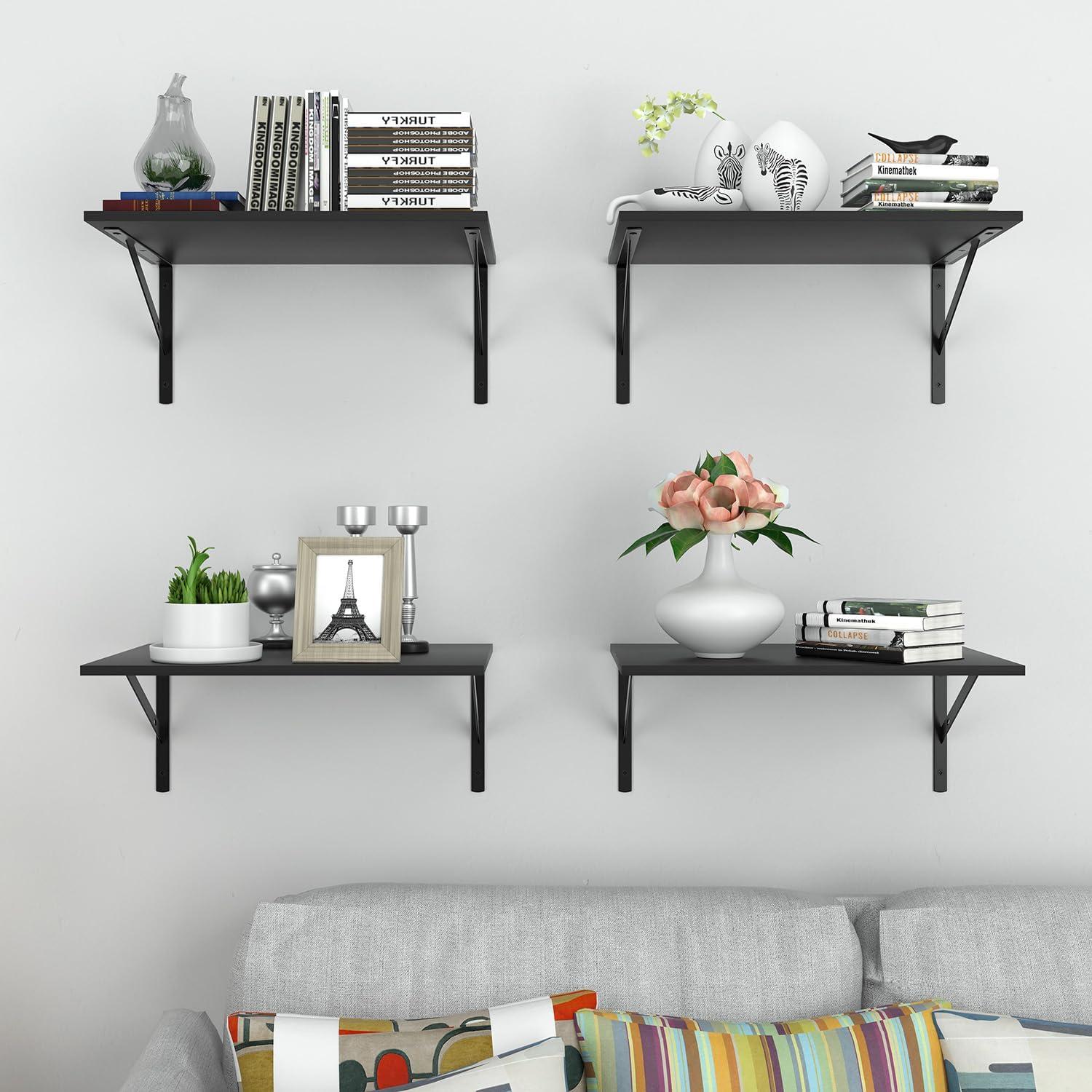 Estantes Flotantes Negros Housiture - 4 Juegos 30.48 cm