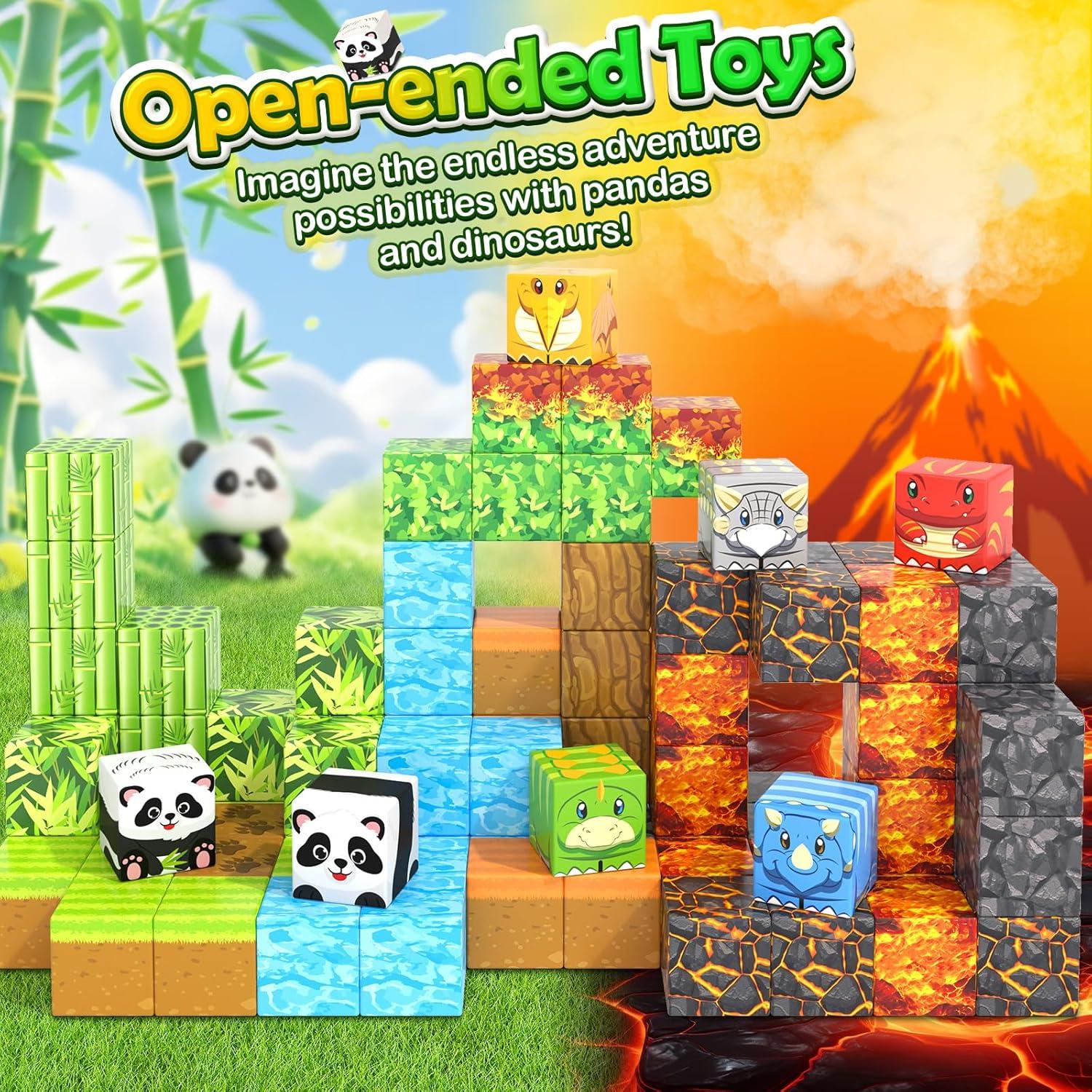 Bloques Magnéticos Toylogy 84 Piezas Dinosaurio Panda Juguetes