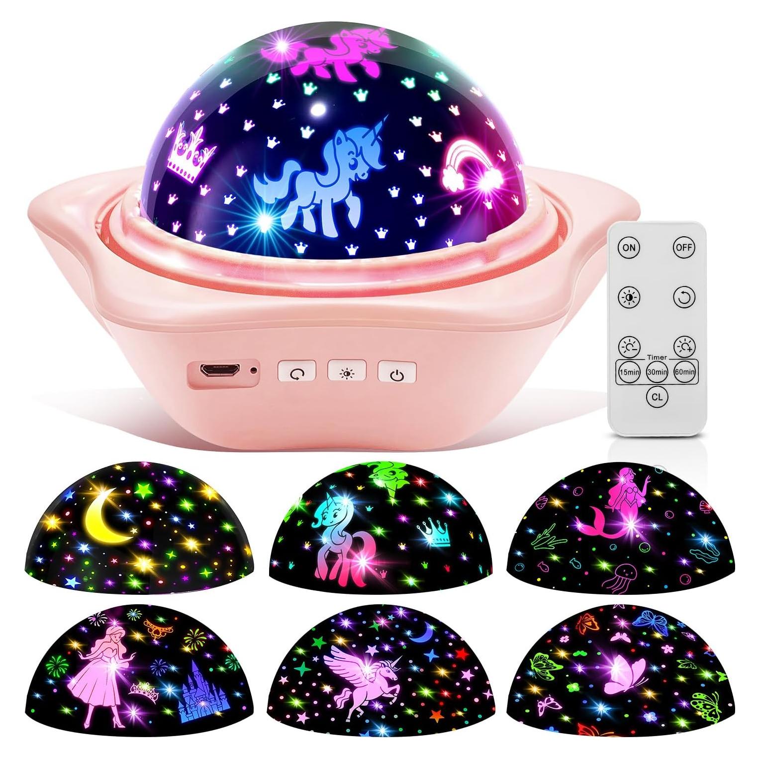 Unicorn Toys【6 Slides+96 Projections】, Unicorn Night Light Projector & Little Mermaid Toys for Girls 4-6,Princess Night Light Projector,Academy Toys,Juguetes para Niñas,Cool Gifts for 2 Year Old Girls