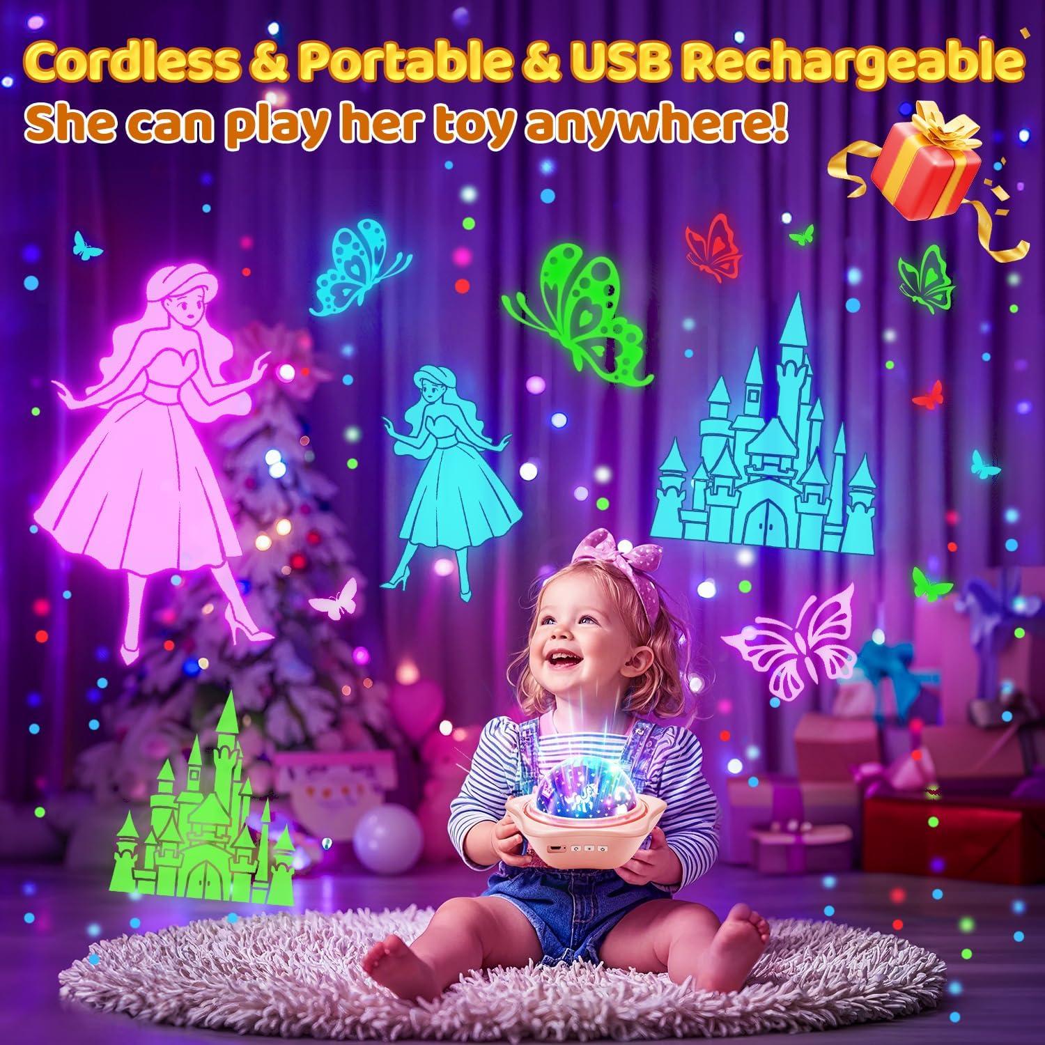 Unicorn Toys【6 Slides+96 Projections】, Unicorn Night Light Projector & Little Mermaid Toys for Girls 4-6,Princess Night Light Projector,Academy Toys,Juguetes para Niñas,Cool Gifts for 2 Year Old Girls