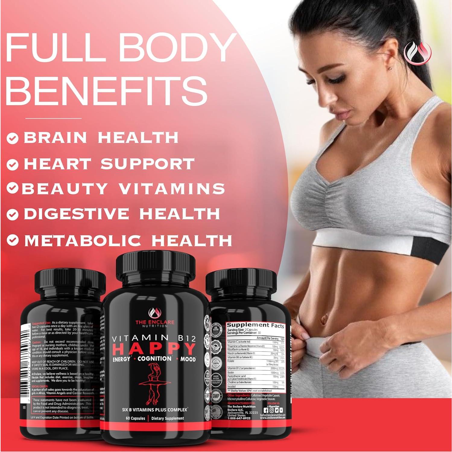 Complejo de Vitamina B12 Enclare - 2000 mcg, Energía y Salud