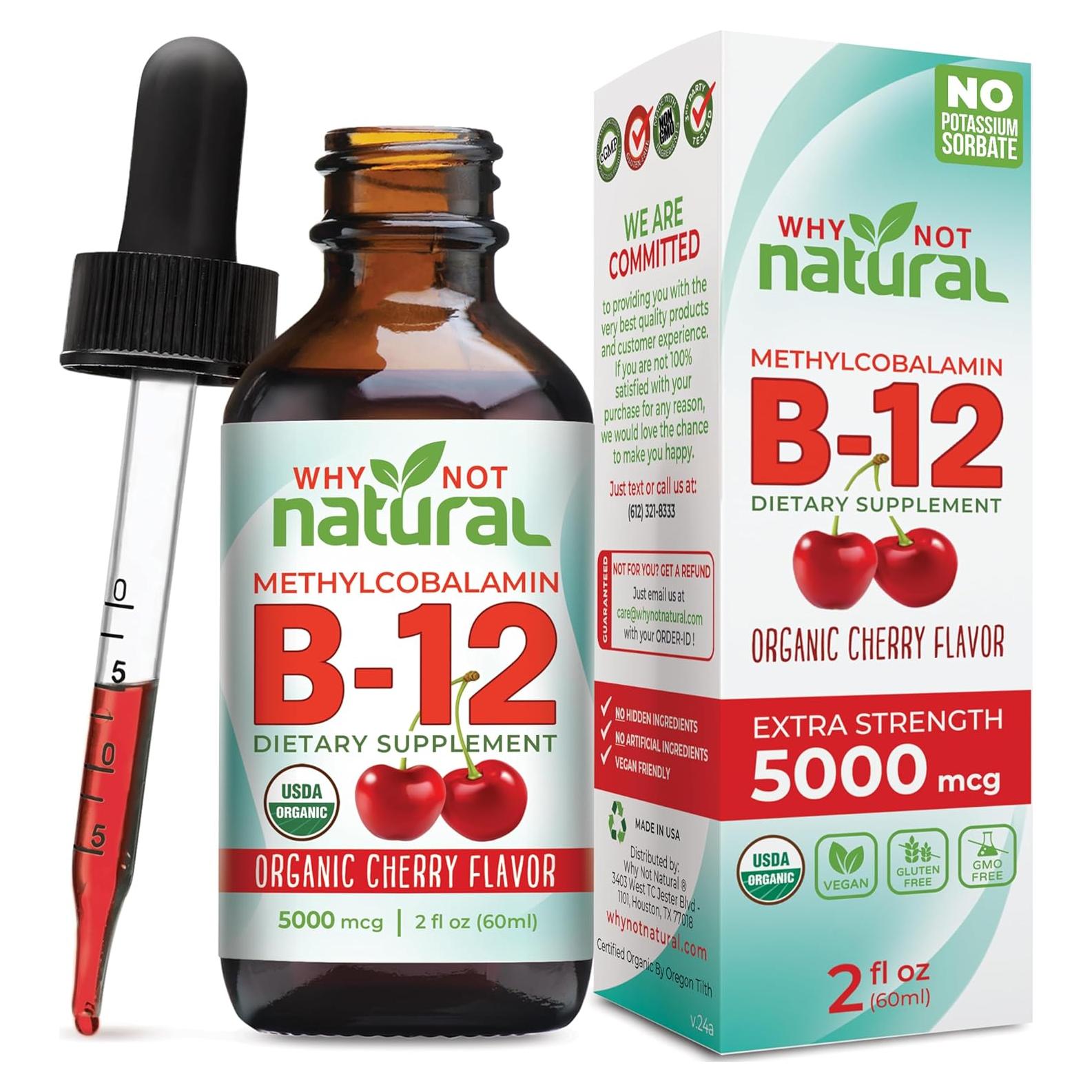Vitamina B12 Líquida Orgánica Why Not Natural 5000 mcg 59 ml