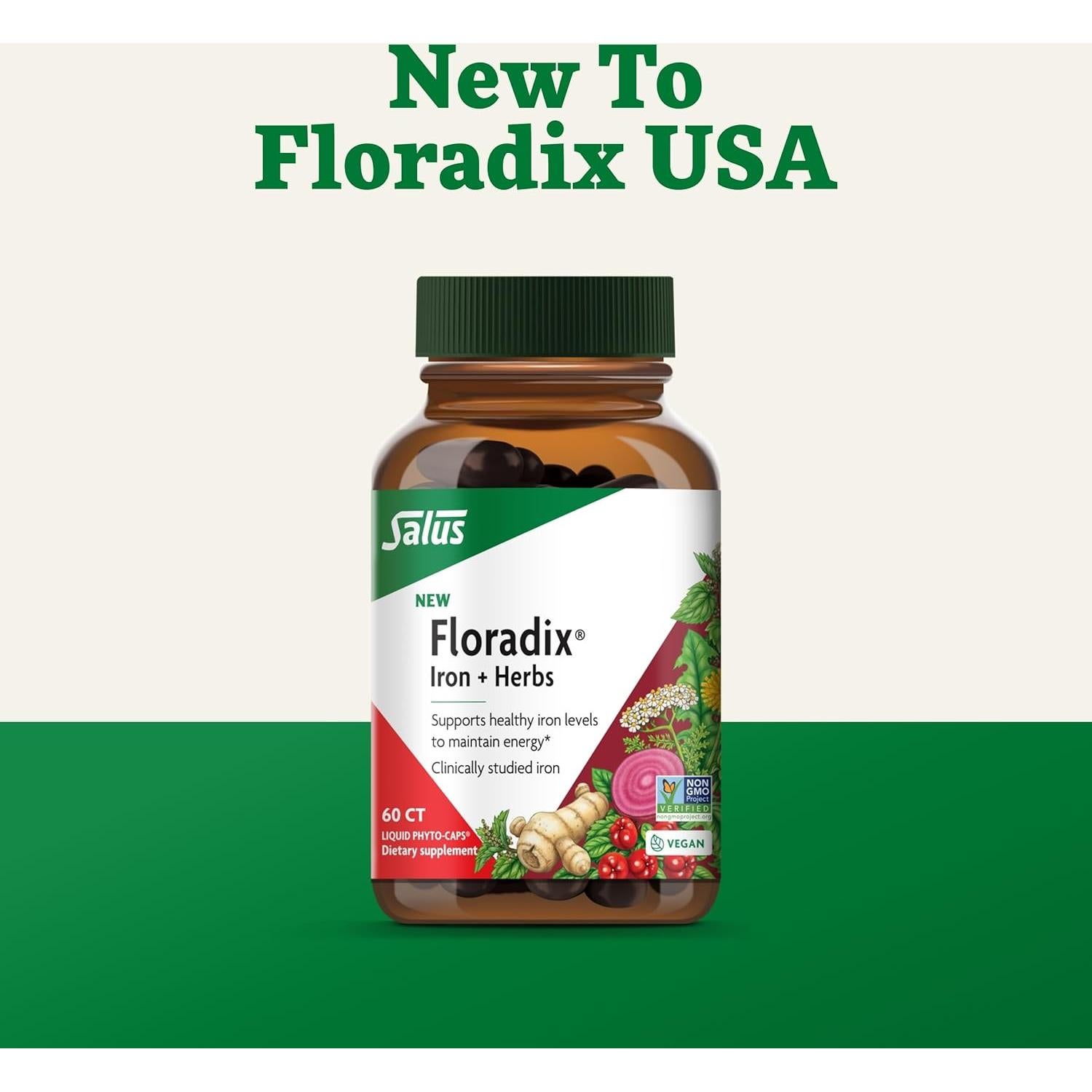 Floradix Hierro + Hierbas - Suplemento Vegano 60 Cápsulas