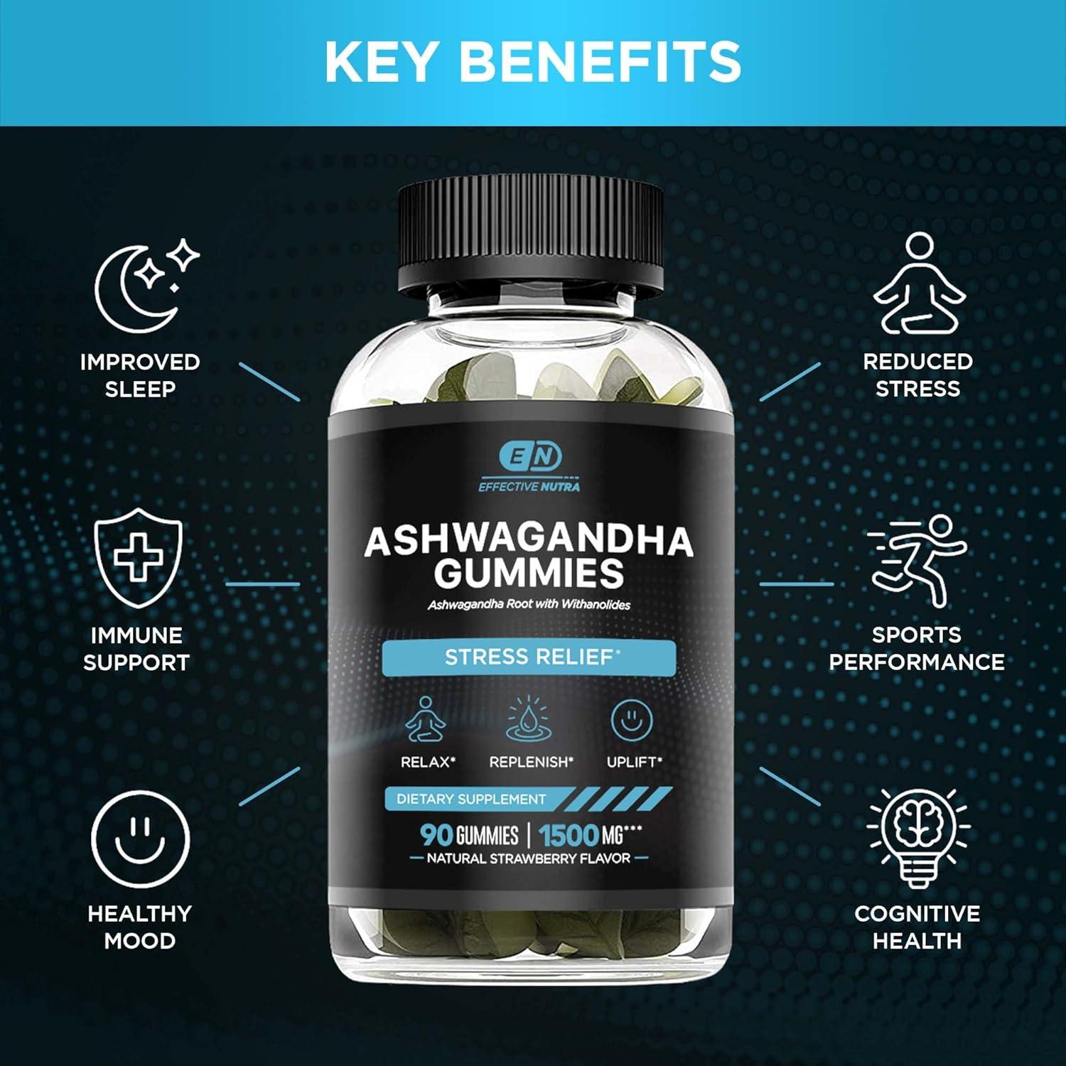 Gomitas de Ashwagandha 1500mg Effective Nutra 90ct Veganas