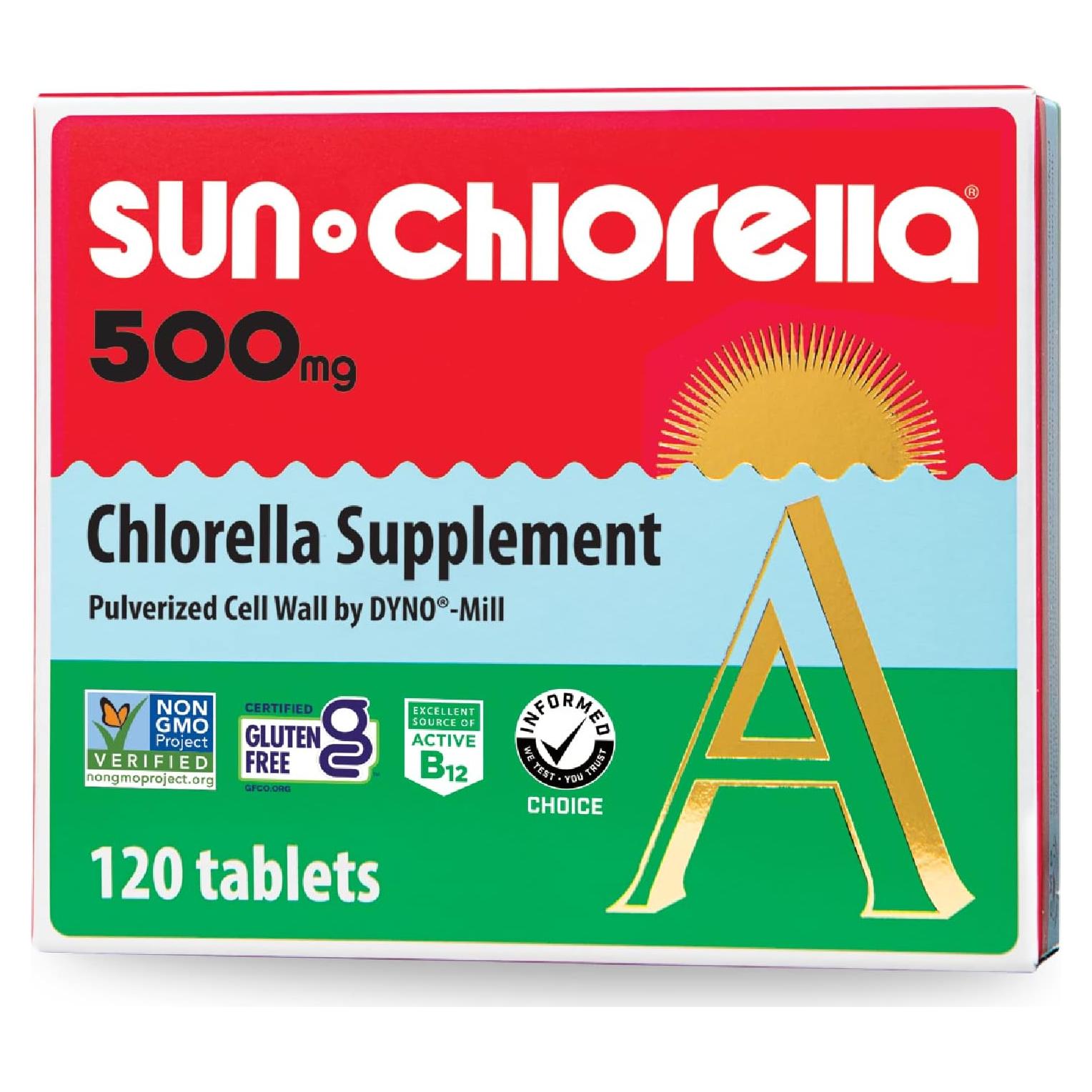 Sun Chlorella 500mg Suplemento de Algas Verdes 120 Tabletas