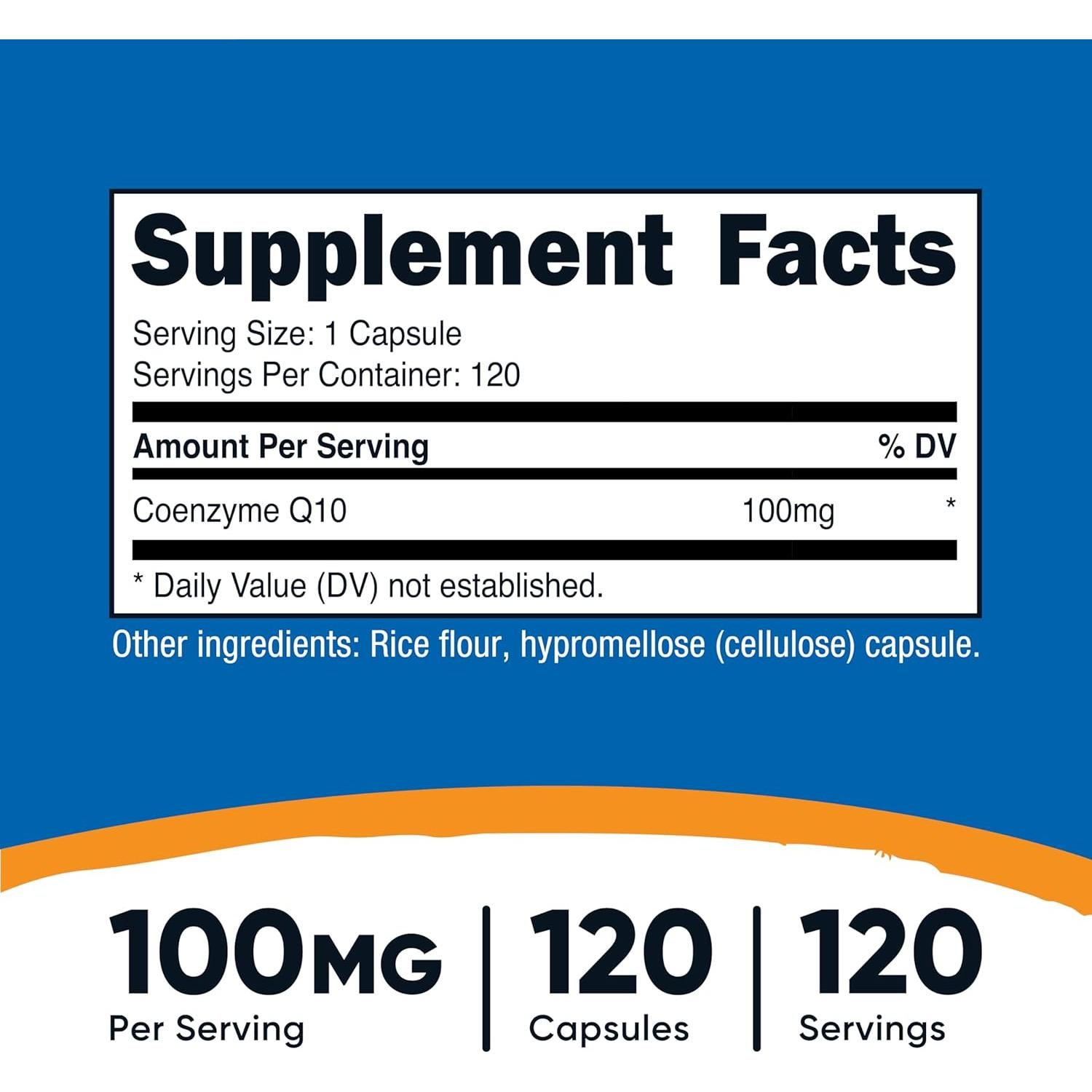 Nutricost CoQ10 100mg - 120 Cápsulas Vegetarianas Alta Absorción
