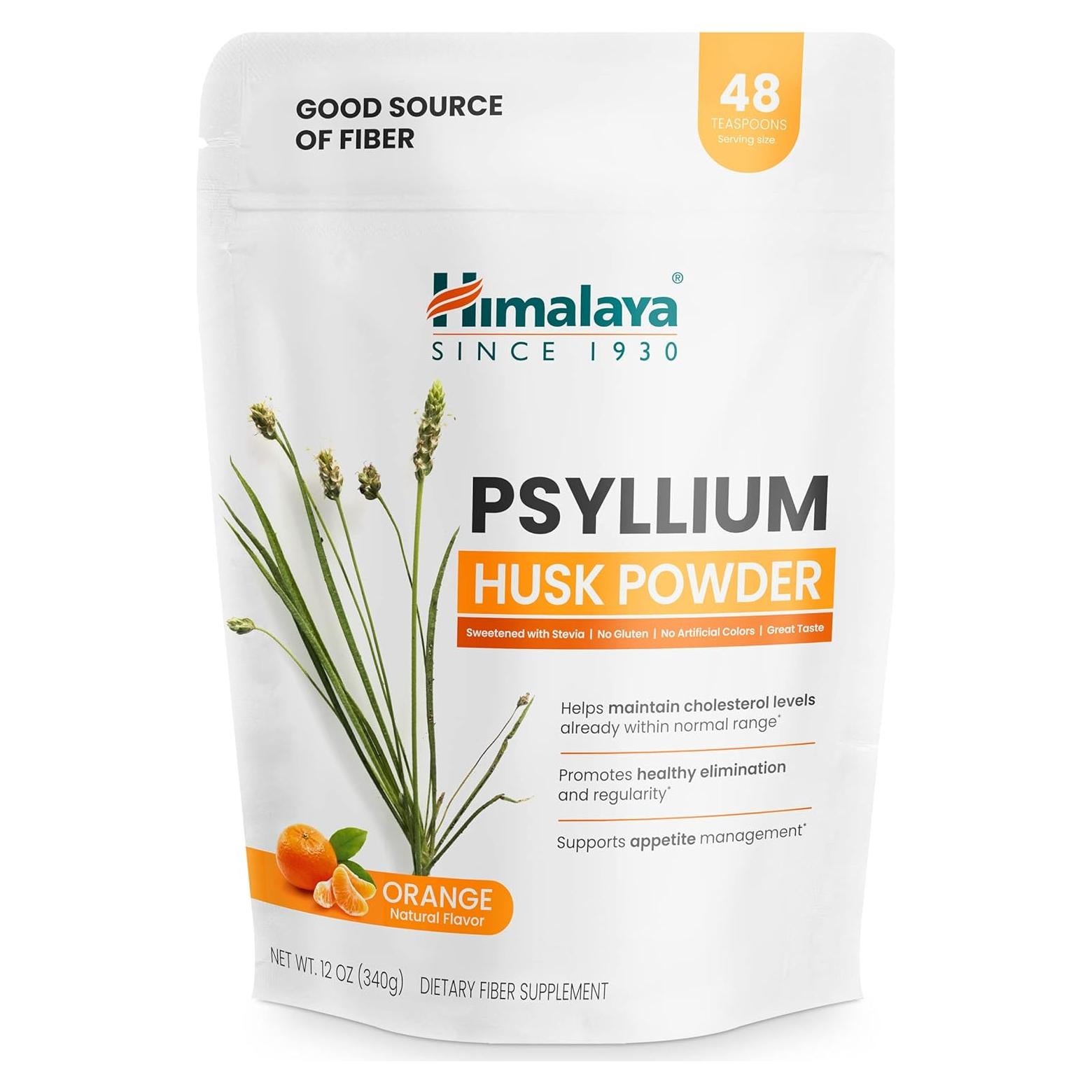 Polvo de Cáscara de Psyllium Naranja Himalaya 340 g - Suplemento Digestivo