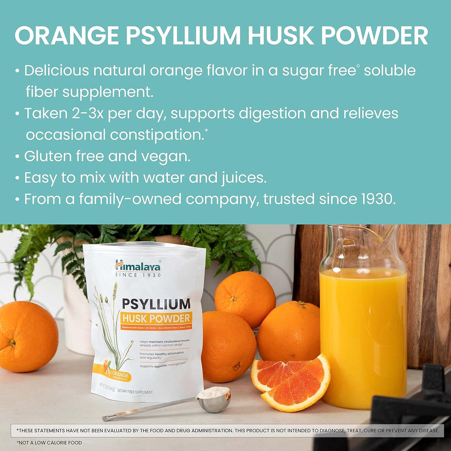 Polvo de Cáscara de Psyllium Naranja Himalaya 340 g - Suplemento Digestivo