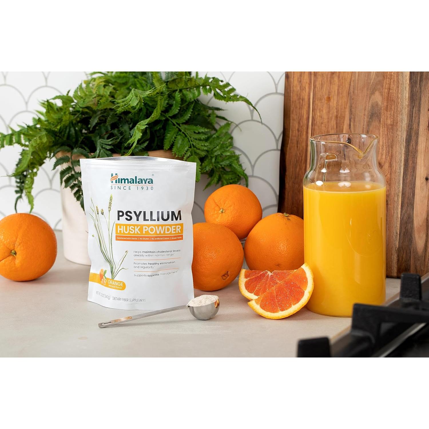 Polvo de Cáscara de Psyllium Naranja Himalaya 340 g - Suplemento Digestivo