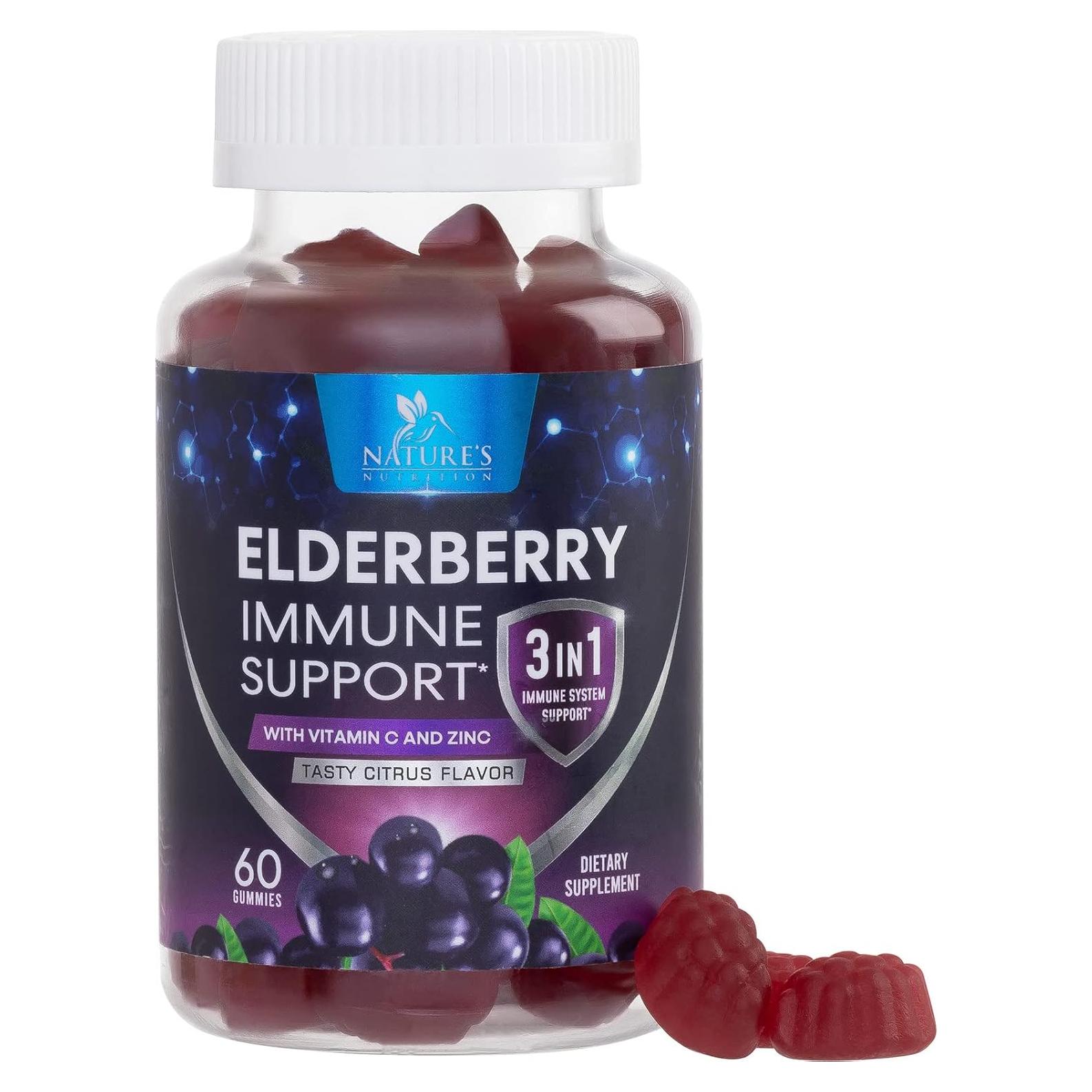 Gomitas de Saúco Nature's Nutrition 60 Unidades Vitamina C D3 Zinc