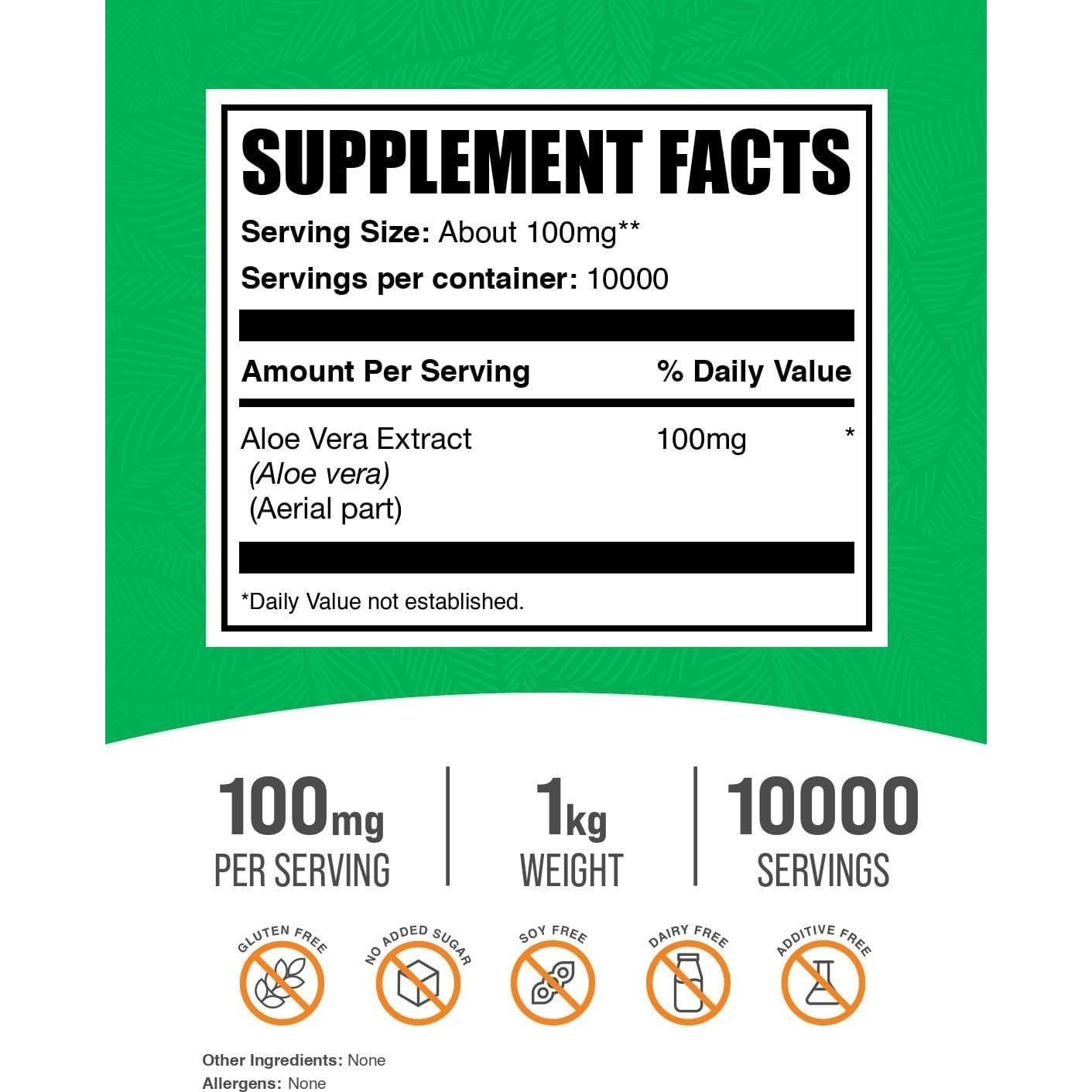 Extracto de Aloe Vera en Polvo BulkSupplements 1kg Vegano
