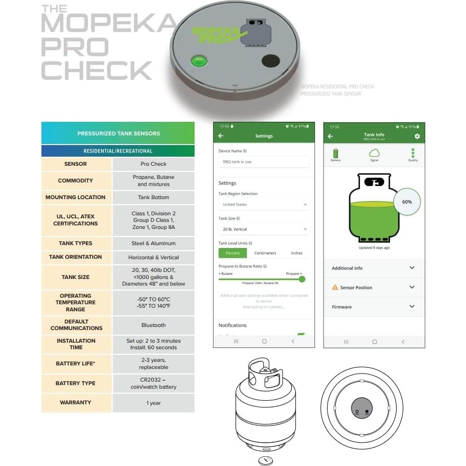 Sensor Inalámbrico de Nivel de Tanque de Propano Mopeka Pro