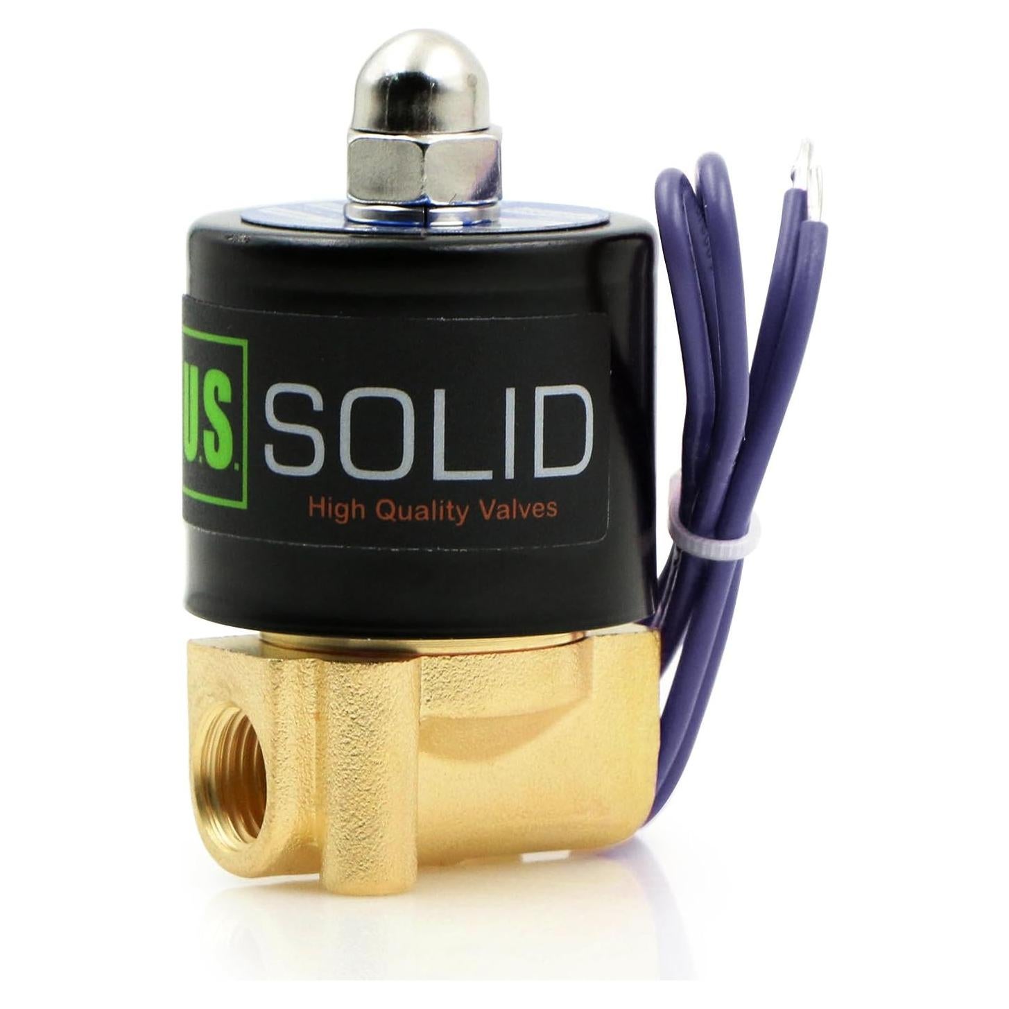 Válvula Solenoide Eléctrica U.S. Solid 1/4" Latón VITON 12VDC